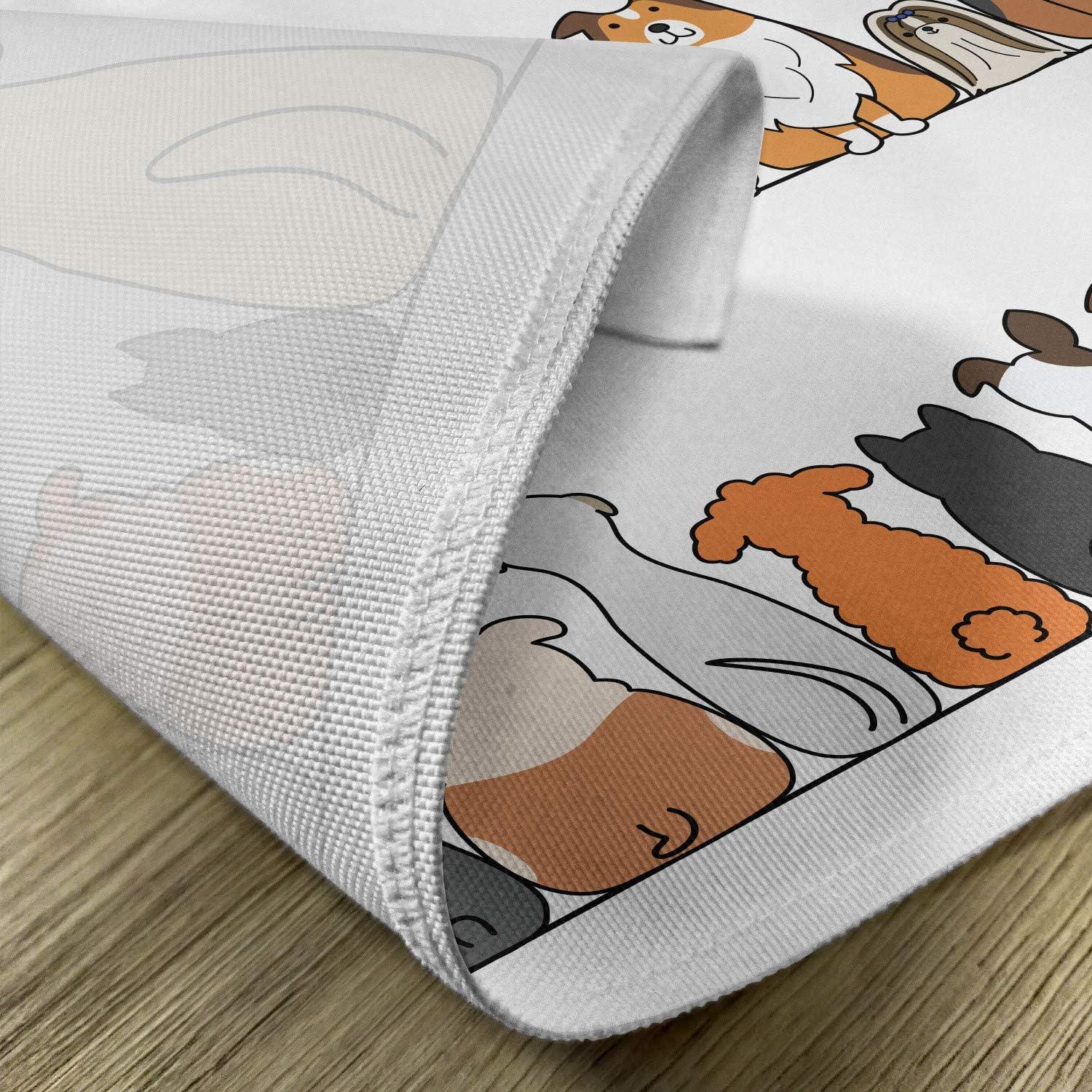 imageAmbesonne Dog Place Mats Set of 4 Multicultural Dog Family in a Row from Back and Front Views Companionship Comic Art Washable Fabric Placemats for Dining Table Standard Size Yellow Brown