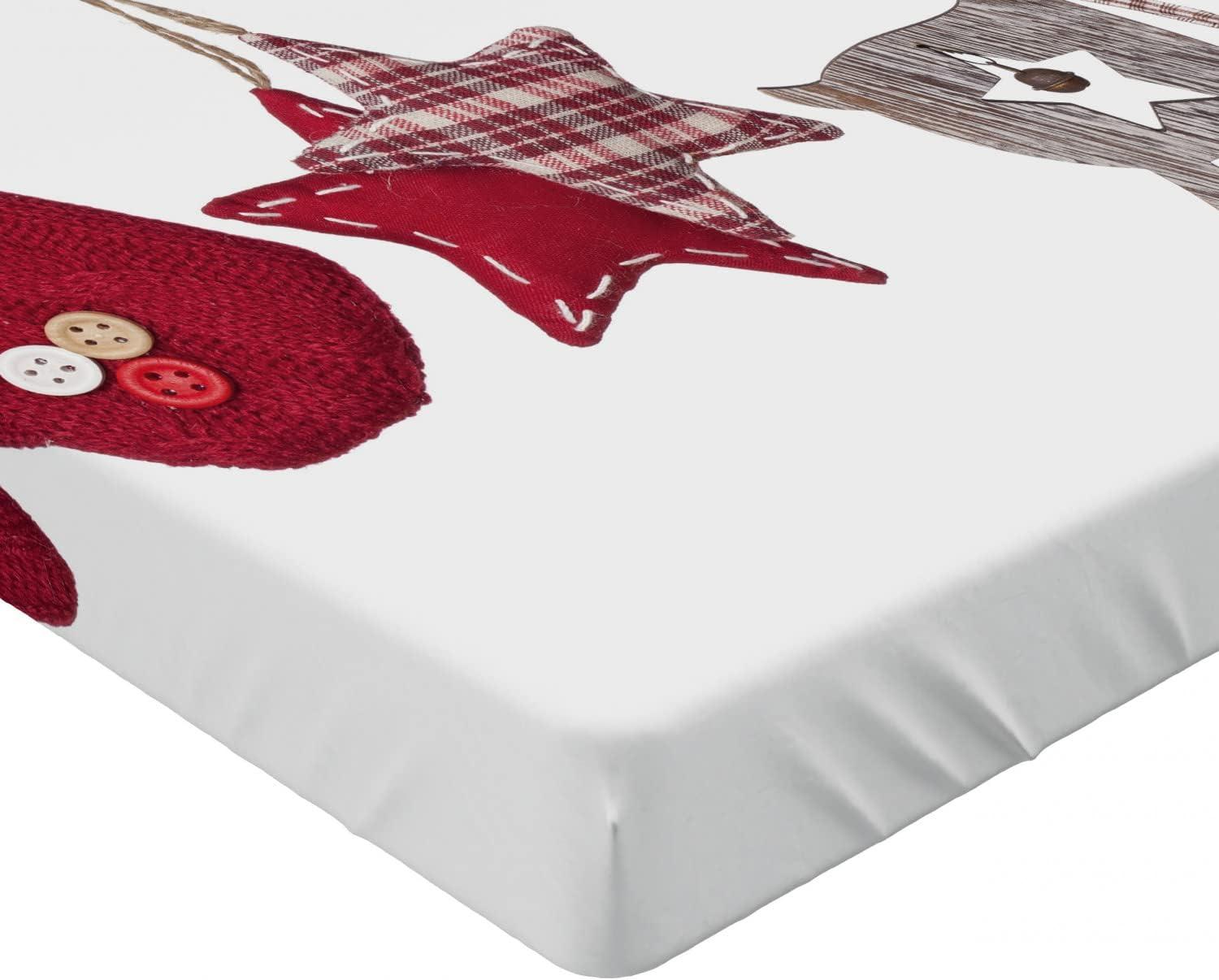 imageAmbesonne Eggplant Fitted Sheet Christmas Inspired Flowers Snowflakes and Swirls in a Violet Delicate Environment Soft Decorative Fabric Bedding AllRound Elastic Pocket Twin Size Violet WhiteCream Red