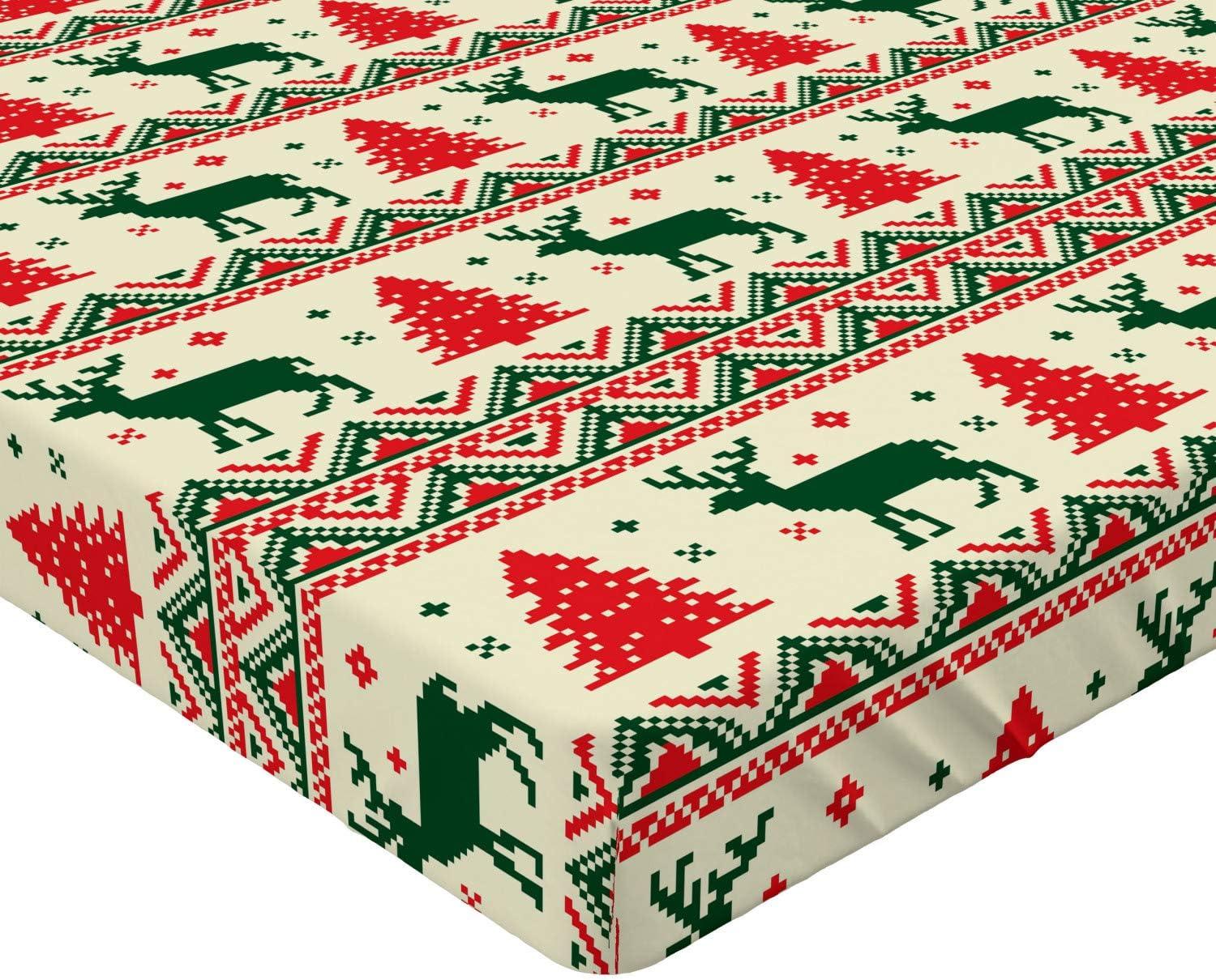 imageAmbesonne Eggplant Fitted Sheet Christmas Inspired Flowers Snowflakes and Swirls in a Violet Delicate Environment Soft Decorative Fabric Bedding AllRound Elastic Pocket Twin Size Violet WhiteEmerald Beige Scarlet