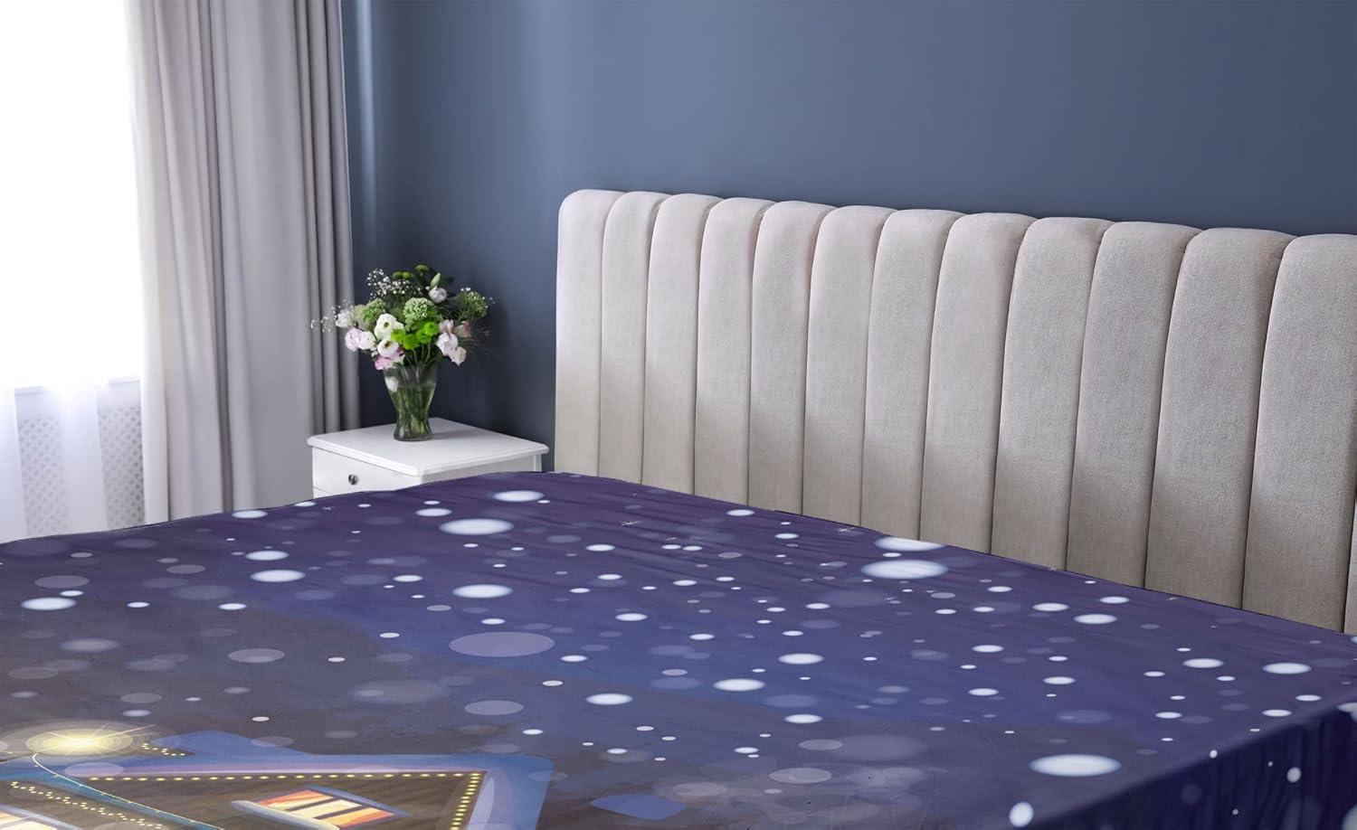 imageAmbesonne Eggplant Fitted Sheet Christmas Inspired Flowers Snowflakes and Swirls in a Violet Delicate Environment Soft Decorative Fabric Bedding AllRound Elastic Pocket Twin Size Violet WhiteNavy Yellow