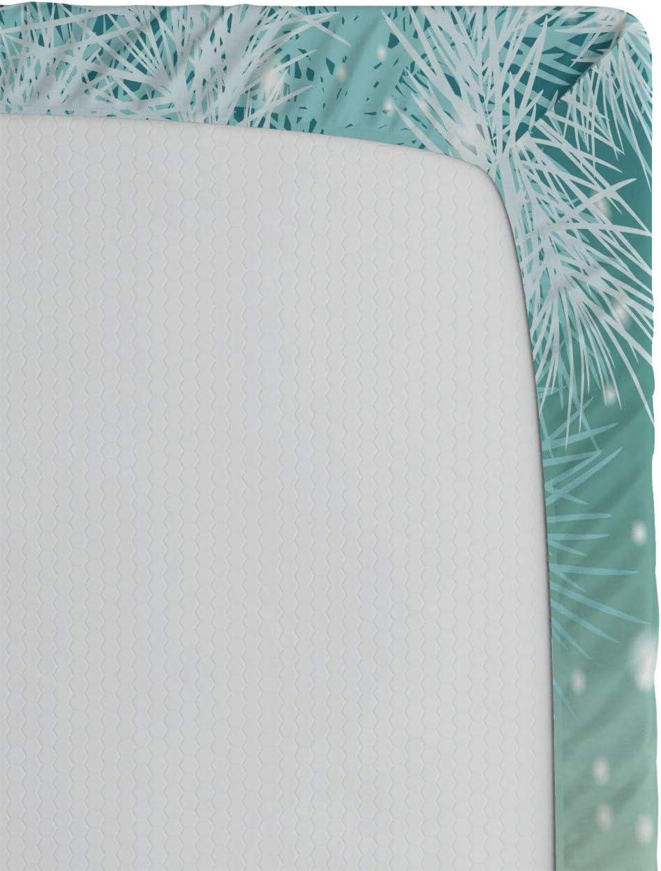 imageAmbesonne Eggplant Fitted Sheet Christmas Inspired Flowers Snowflakes and Swirls in a Violet Delicate Environment Soft Decorative Fabric Bedding AllRound Elastic Pocket Twin Size Violet WhiteMint Green Pale Blue