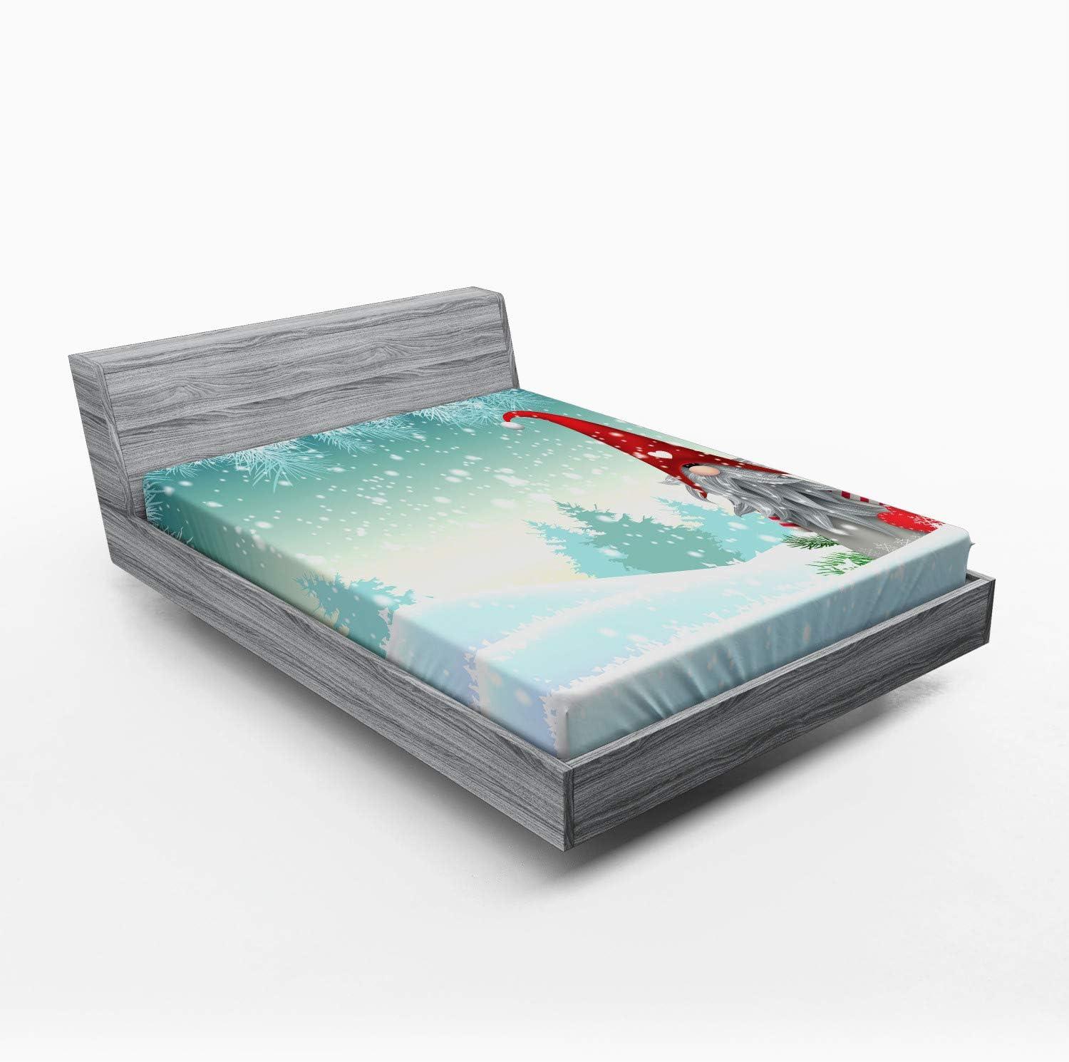 imageAmbesonne Eggplant Fitted Sheet Christmas Inspired Flowers Snowflakes and Swirls in a Violet Delicate Environment Soft Decorative Fabric Bedding AllRound Elastic Pocket Twin Size Violet WhiteMint Green Pale Blue