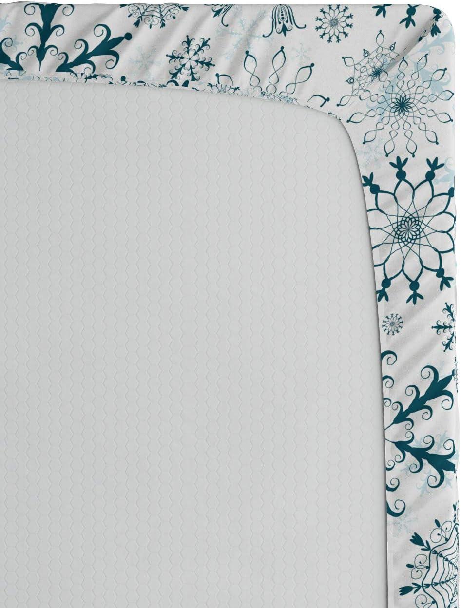 imageAmbesonne Eggplant Fitted Sheet Christmas Inspired Flowers Snowflakes and Swirls in a Violet Delicate Environment Soft Decorative Fabric Bedding AllRound Elastic Pocket Twin Size Violet WhiteTeal White