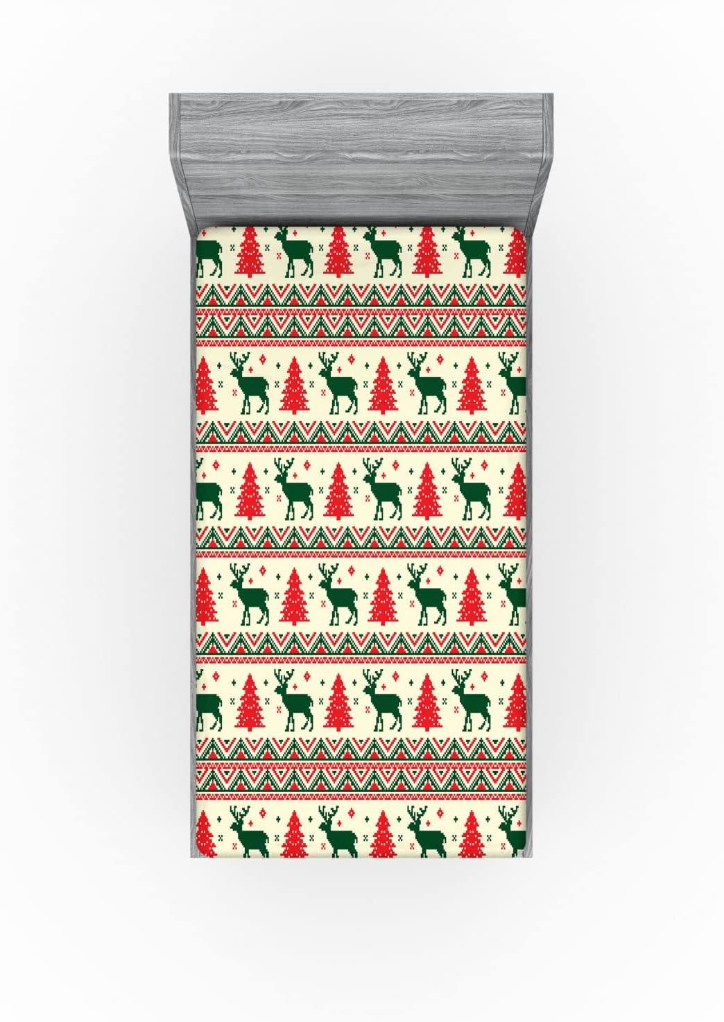 imageAmbesonne Eggplant Fitted Sheet Christmas Inspired Flowers Snowflakes and Swirls in a Violet Delicate Environment Soft Decorative Fabric Bedding AllRound Elastic Pocket Twin Size Violet WhiteEmerald Beige Scarlet