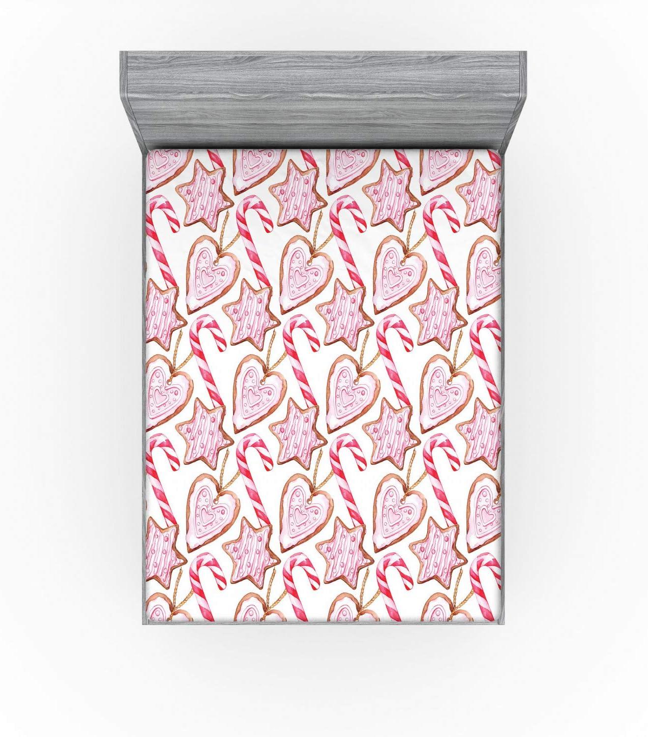 imageAmbesonne Eggplant Fitted Sheet Christmas Inspired Flowers Snowflakes and Swirls in a Violet Delicate Environment Soft Decorative Fabric Bedding AllRound Elastic Pocket Twin Size Violet WhitePink Brown