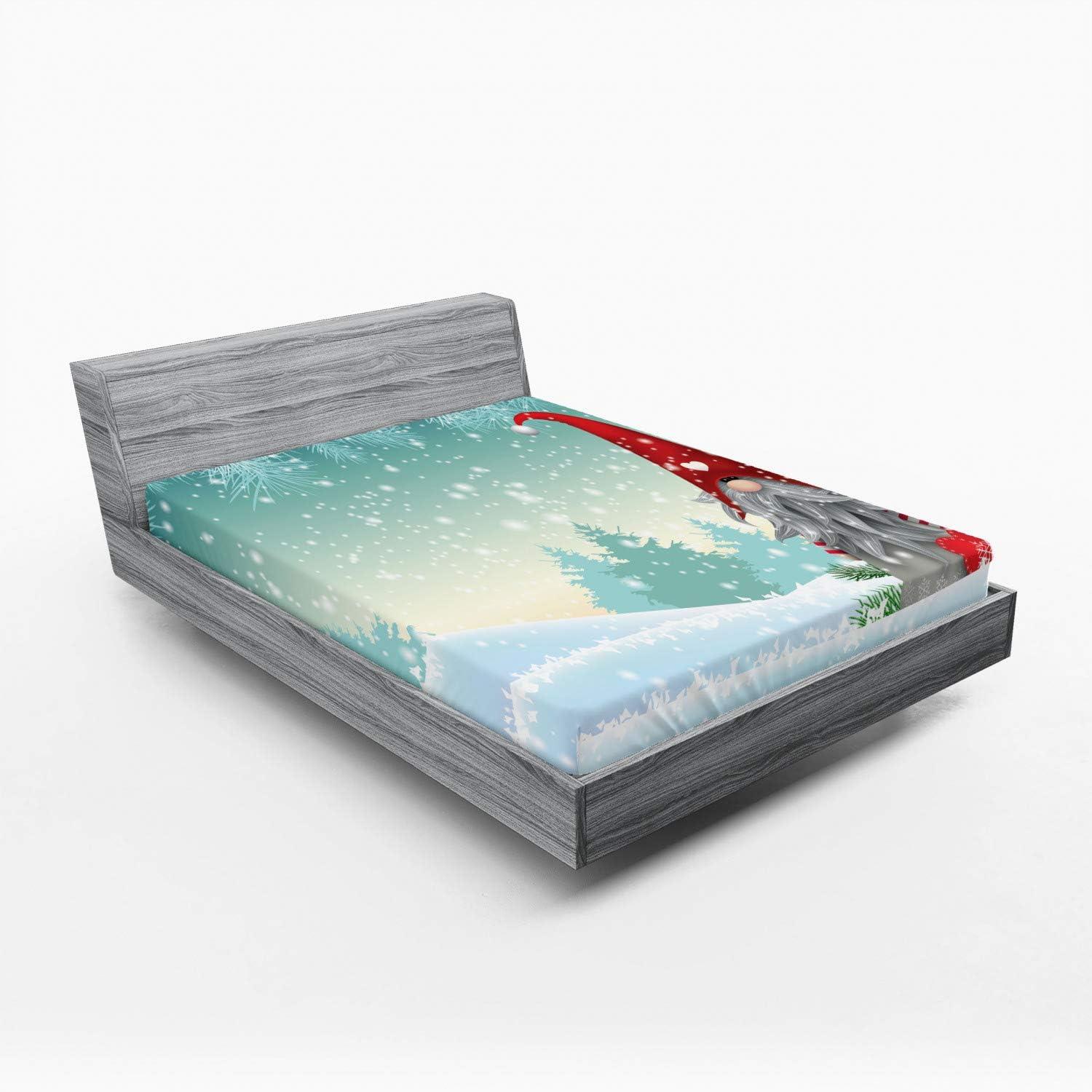 imageAmbesonne Eggplant Fitted Sheet Christmas Inspired Flowers Snowflakes and Swirls in a Violet Delicate Environment Soft Decorative Fabric Bedding AllRound Elastic Pocket Twin Size Violet WhiteMint Green Pale Blue