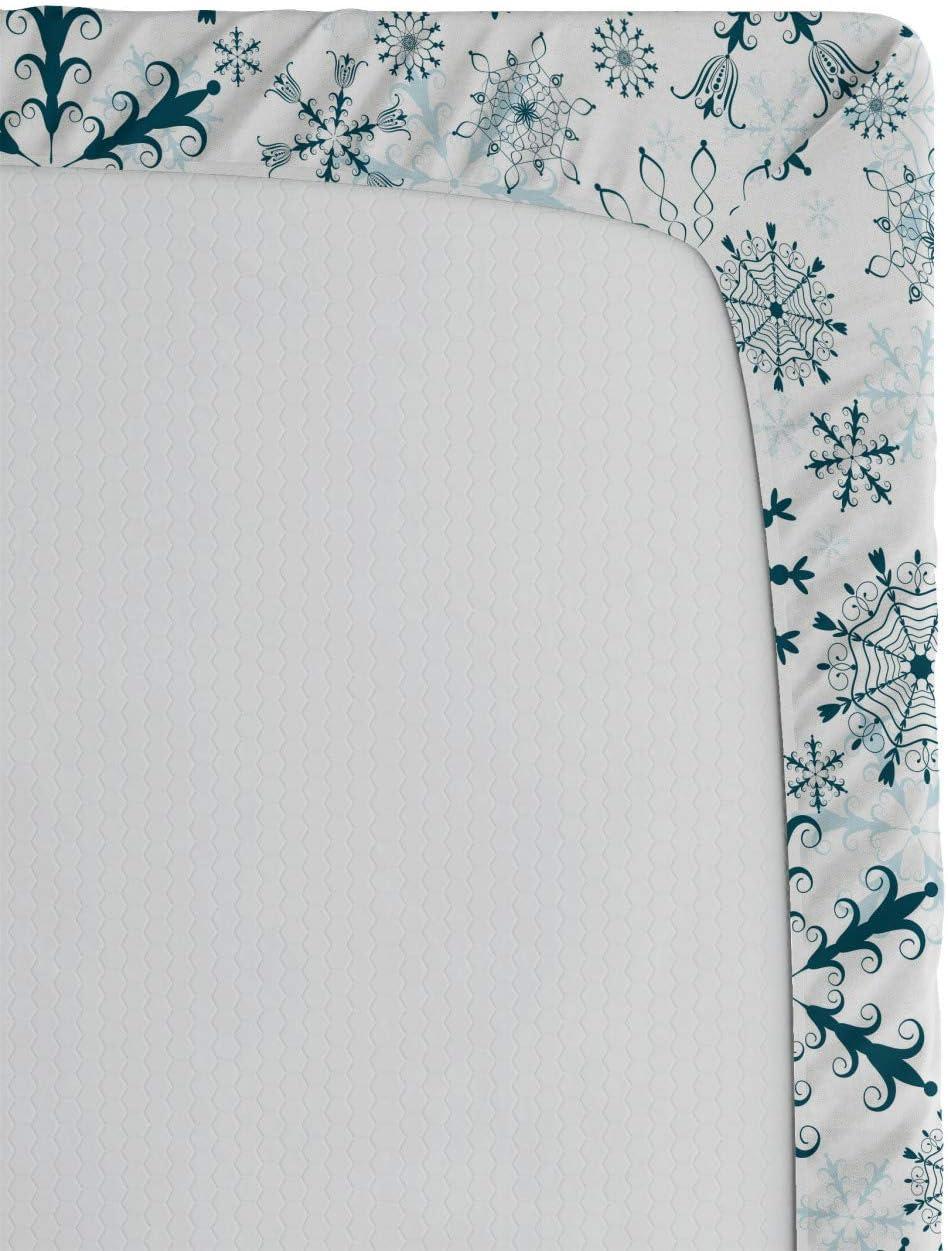 imageAmbesonne Eggplant Fitted Sheet Christmas Inspired Flowers Snowflakes and Swirls in a Violet Delicate Environment Soft Decorative Fabric Bedding AllRound Elastic Pocket Twin Size Violet WhiteTeal White