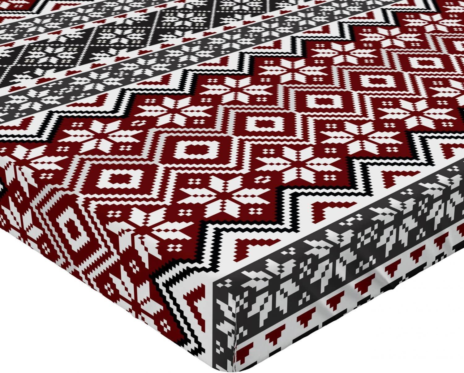 imageAmbesonne Eggplant Fitted Sheet Christmas Inspired Flowers Snowflakes and Swirls in a Violet Delicate Environment Soft Decorative Fabric Bedding AllRound Elastic Pocket Twin Size Violet WhiteBurgundy Black