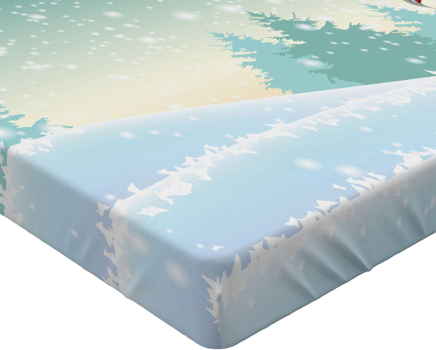 imageAmbesonne Eggplant Fitted Sheet Christmas Inspired Flowers Snowflakes and Swirls in a Violet Delicate Environment Soft Decorative Fabric Bedding AllRound Elastic Pocket Twin Size Violet WhiteMint Green Pale Blue