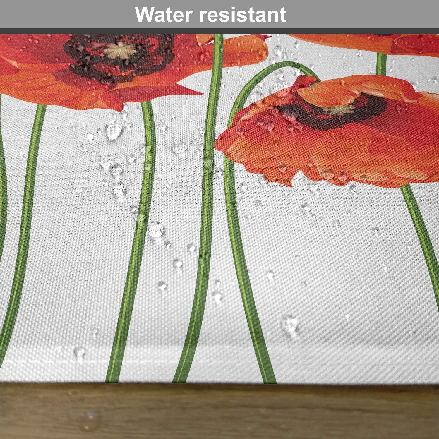 imageAmbesonne Floral Place Mats Set of 4 Poppies of Spring Season Pastoral Flowers Botany Bouquet Field Nature Theme Art Washable Fabric Placemats for Dining Table Standard Size Orange Green