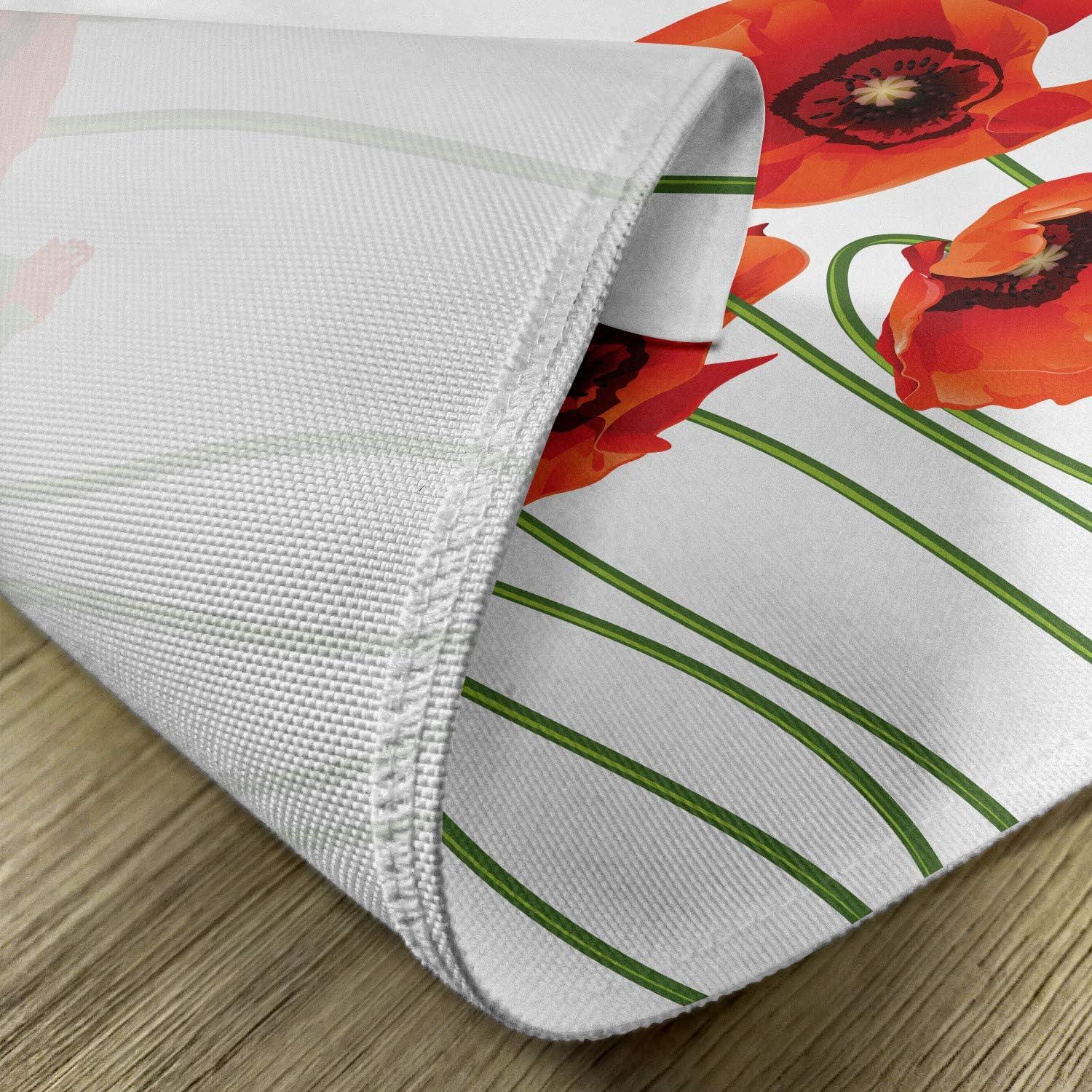 imageAmbesonne Floral Place Mats Set of 4 Poppies of Spring Season Pastoral Flowers Botany Bouquet Field Nature Theme Art Washable Fabric Placemats for Dining Table Standard Size Orange Green