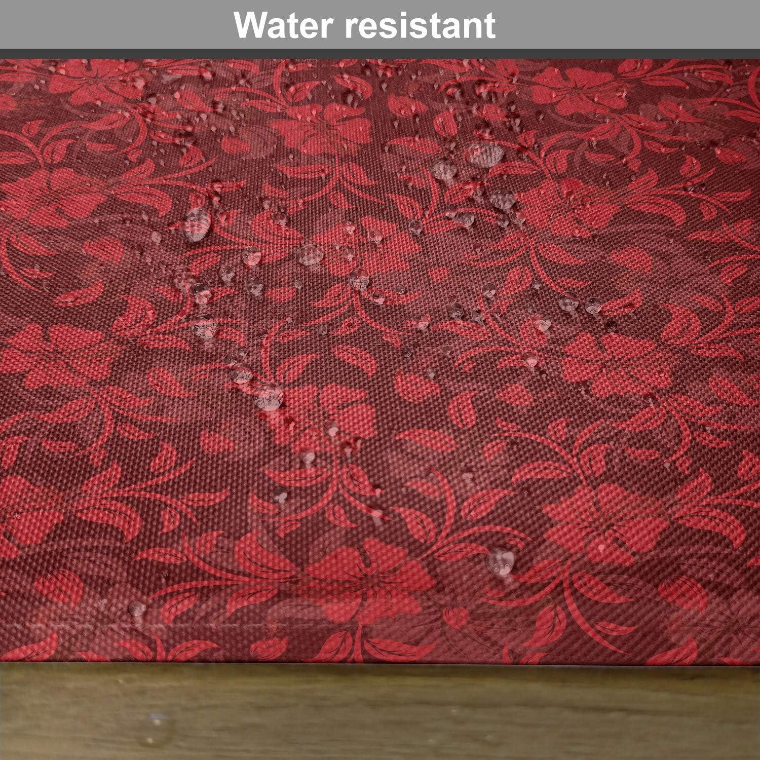 imageAmbesonne Flower Place Mats Set of 4 Floral Details with Leaves Swirls Romantic Vivid Vibrant Pattern Art Print Washable Fabric Placemats for Dining Table Standard Size Burgundy Red