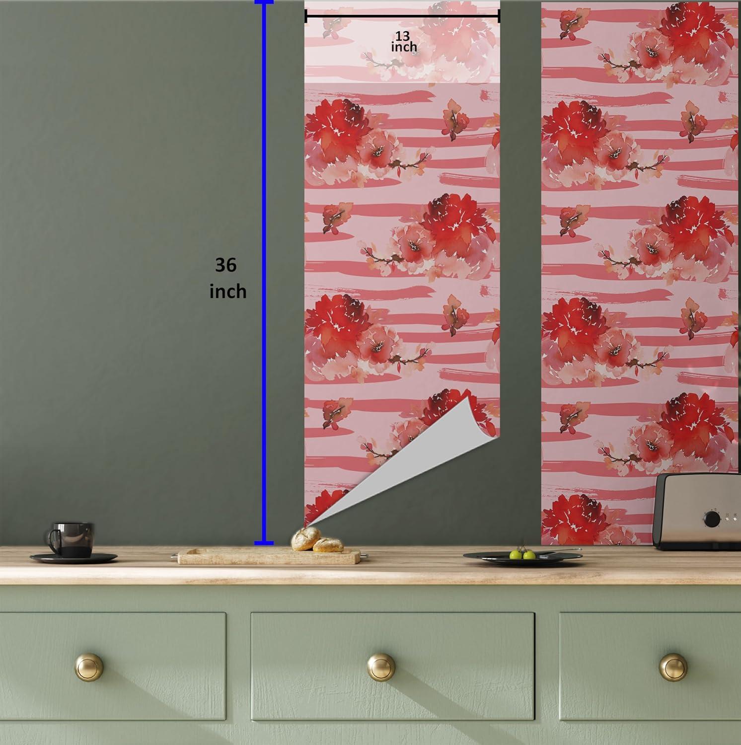 imageAmbesonne Garden Peel amp Stick Wallpaper for Home Flowers Watercolor Splashes Valentine Romantic Theme Illustration SelfAdhesive Living Room Kitchen Accent 13 x 36 Dark Pink Coral and Blush