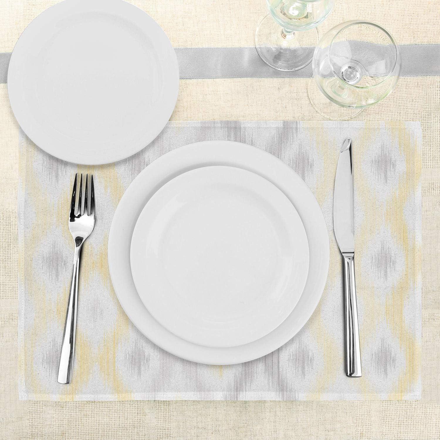 imageAmbesonne Grey and Yellow Place Mats Set of 4 Sketchy Hand Drawn Abstract Chain Like Design Washable Fabric Placemats for Dining Table Standard Size Grey Yellow