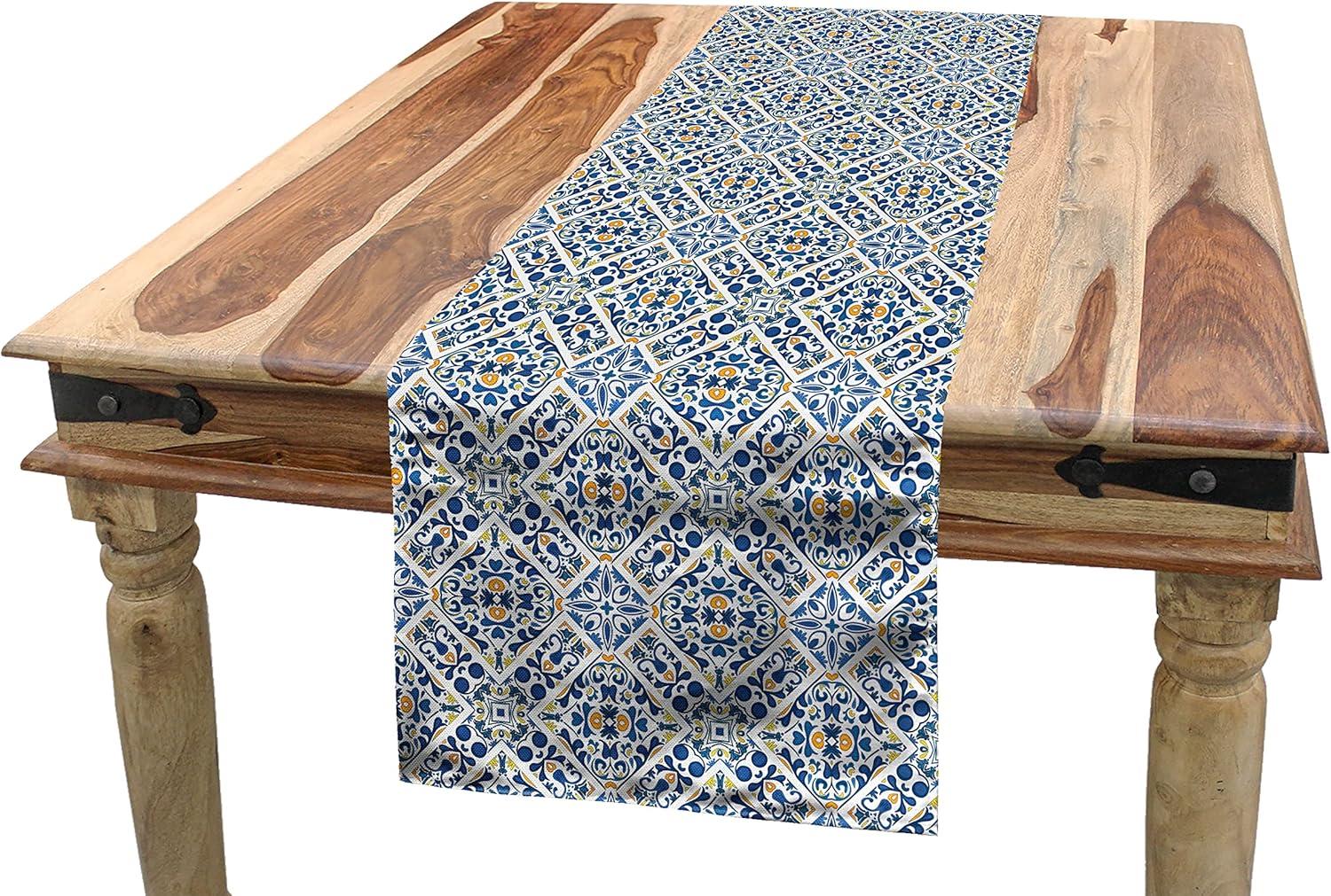 imageAmbesonne Horses Table Runner amp Placemats Classic Swedish Dalecarlian Coral Azure Blue Animals and Green Floral Arrangement Set for Dining Table Decor Placemat 4 pcs Runner 16x72 Blue BurgundyRoyal Blue Orange
