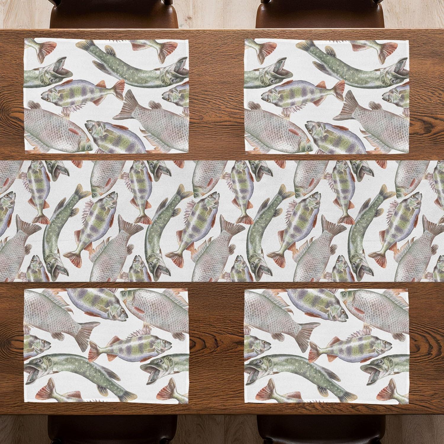 imageAmbesonne Horses Table Runner amp Placemats Classic Swedish Dalecarlian Coral Azure Blue Animals and Green Floral Arrangement Set for Dining Table Decor Placemat 4 pcs Runner 16x72 Blue BurgundyMauve Sage Green