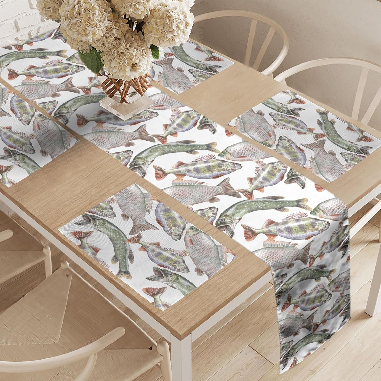 imageAmbesonne Horses Table Runner amp Placemats Classic Swedish Dalecarlian Coral Azure Blue Animals and Green Floral Arrangement Set for Dining Table Decor Placemat 4 pcs Runner 16x72 Blue BurgundyMauve Sage Green