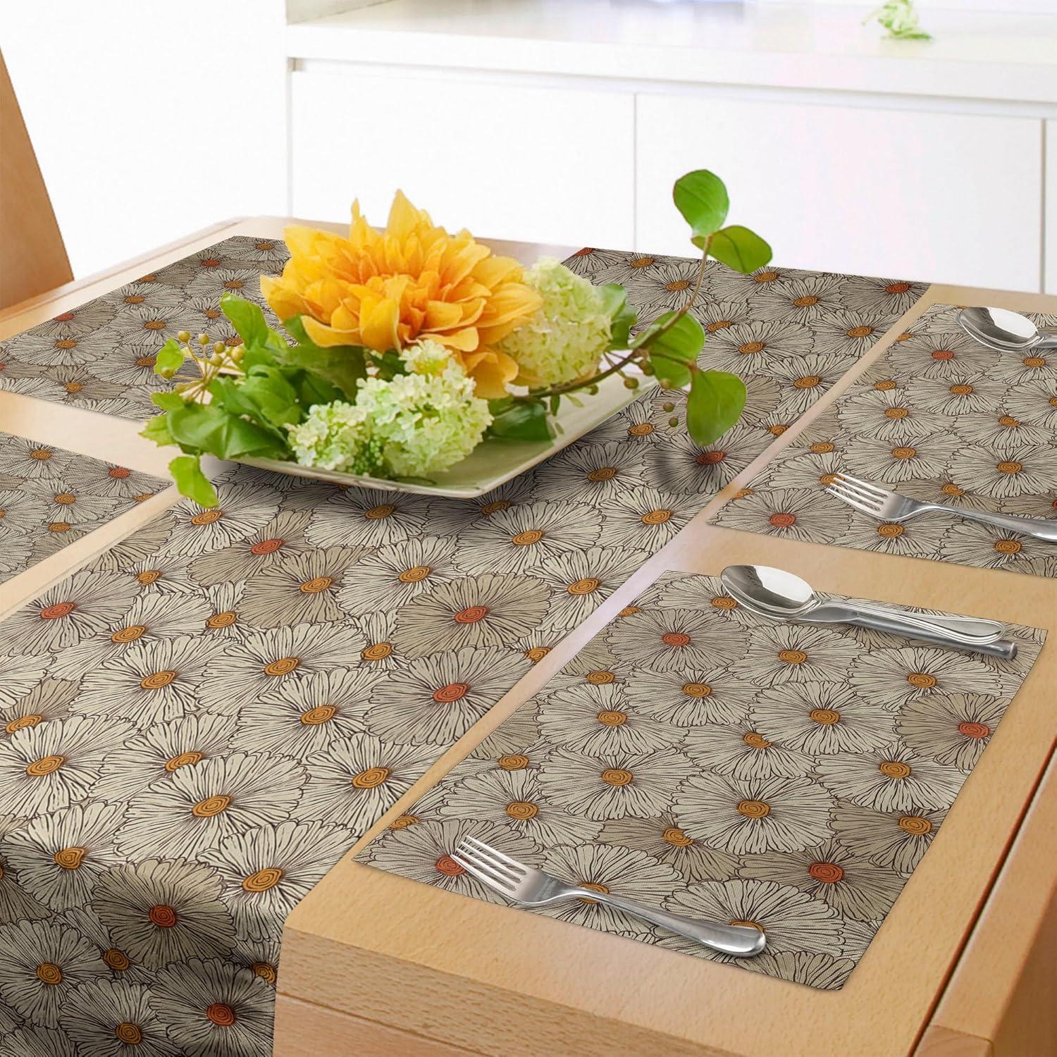 imageAmbesonne Horses Table Runner amp Placemats Classic Swedish Dalecarlian Coral Azure Blue Animals and Green Floral Arrangement Set for Dining Table Decor Placemat 4 pcs Runner 16x72 Blue BurgundyTan Orange Marigold