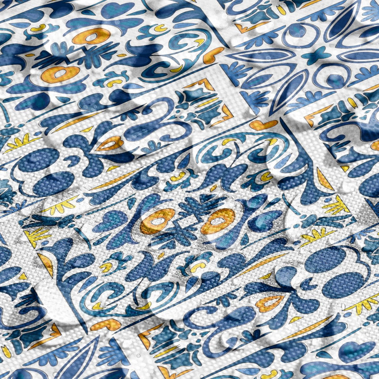 imageAmbesonne Horses Table Runner amp Placemats Classic Swedish Dalecarlian Coral Azure Blue Animals and Green Floral Arrangement Set for Dining Table Decor Placemat 4 pcs Runner 16x72 Blue BurgundyRoyal Blue Orange