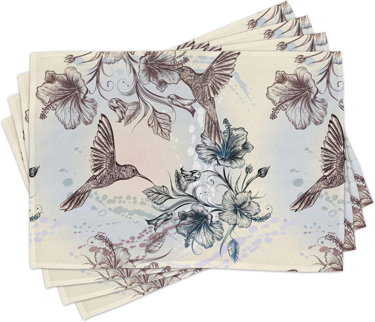 imageAmbesonne Horses Table Runner amp Placemats Classic Swedish Dalecarlian Coral Azure Blue Animals and Green Floral Arrangement Set for Dining Table Decor Placemat 4 pcs Runner 16x72 Blue BurgundyTeal Brown