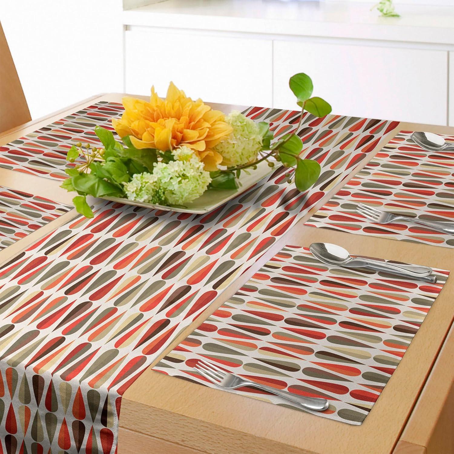imageAmbesonne Horses Table Runner amp Placemats Classic Swedish Dalecarlian Coral Azure Blue Animals and Green Floral Arrangement Set for Dining Table Decor Placemat 4 pcs Runner 16x72 Blue BurgundyOrange Cream