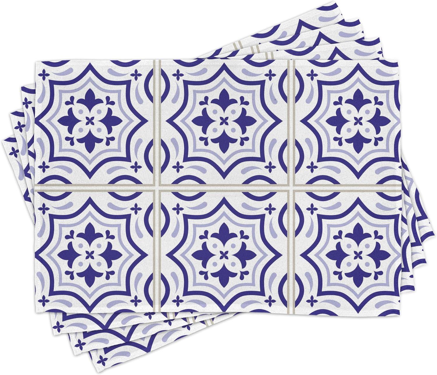 imageAmbesonne Horses Table Runner amp Placemats Classic Swedish Dalecarlian Coral Azure Blue Animals and Green Floral Arrangement Set for Dining Table Decor Placemat 4 pcs Runner 16x72 Blue BurgundyViolet Blue