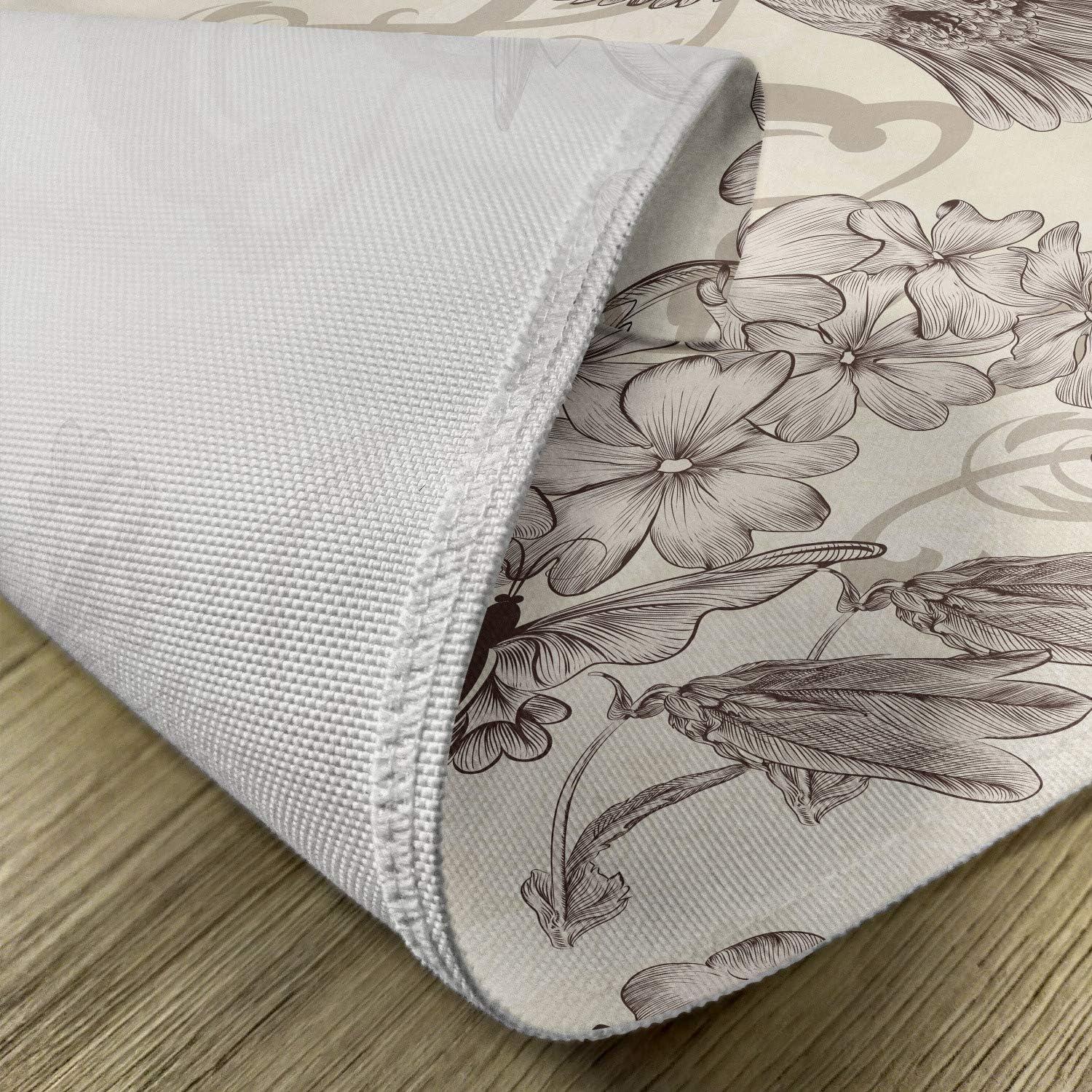 imageAmbesonne Hummingbirds Place Mats Set of 4 Birds and Flowers Monochromic Classical Design Nostalgia Ornate Washable Fabric Placemats for Dining Table Standard Size Beige Brown
