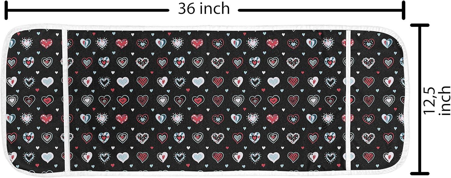 imageAmbesonne Love Microwave Oven Cover Valentines Day Themeds Love Hand Drawn Heart Pattern Wedding Inspired Water Resistant Organizer with Pockets for Kitchen 36 x 12 MulticolorMulticolor