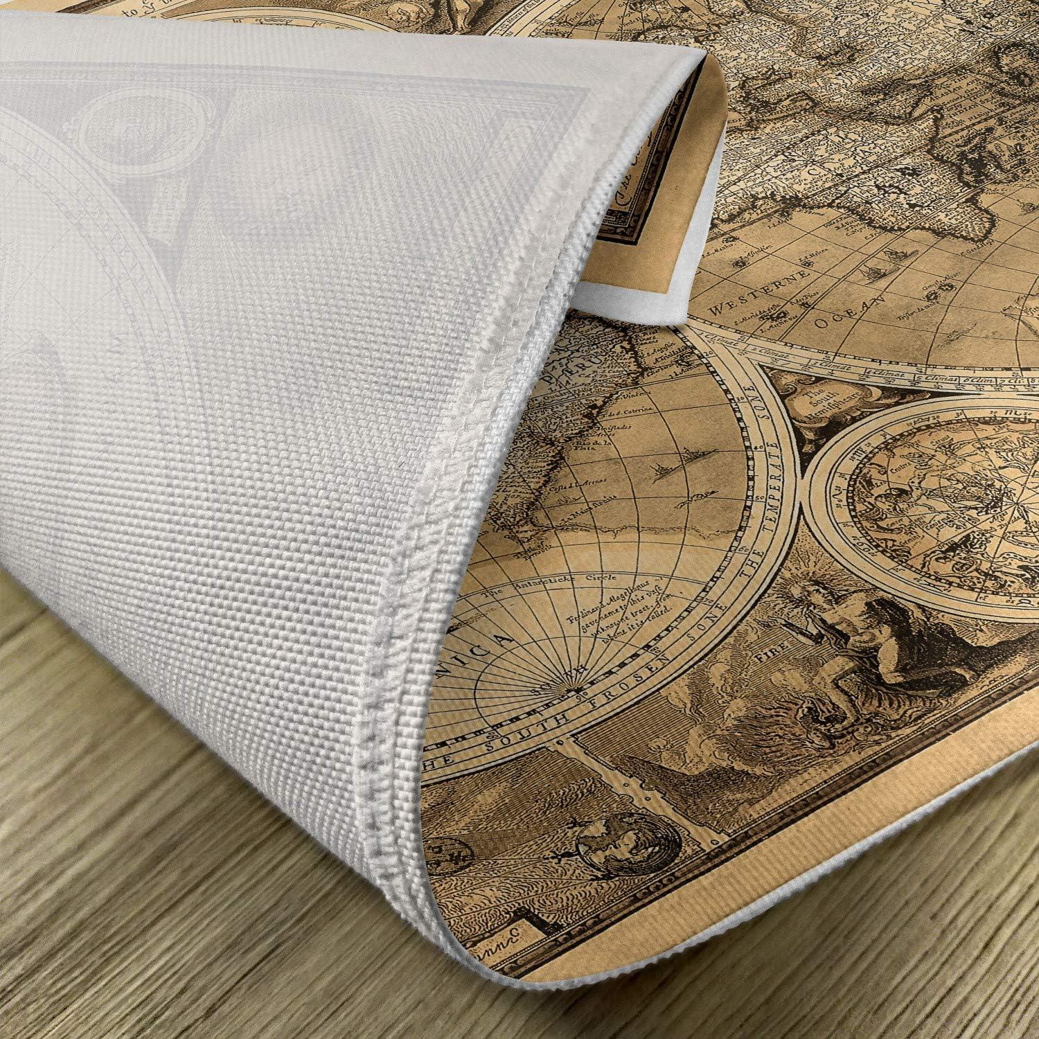 imageAmbesonne Map Print Place Mats Set of 4 Old Map 1626 a New and Accurate Map of World Historical Manuscript Washable Fabric Placemats for Dining Table Standard Size Pale Brown Black Brown