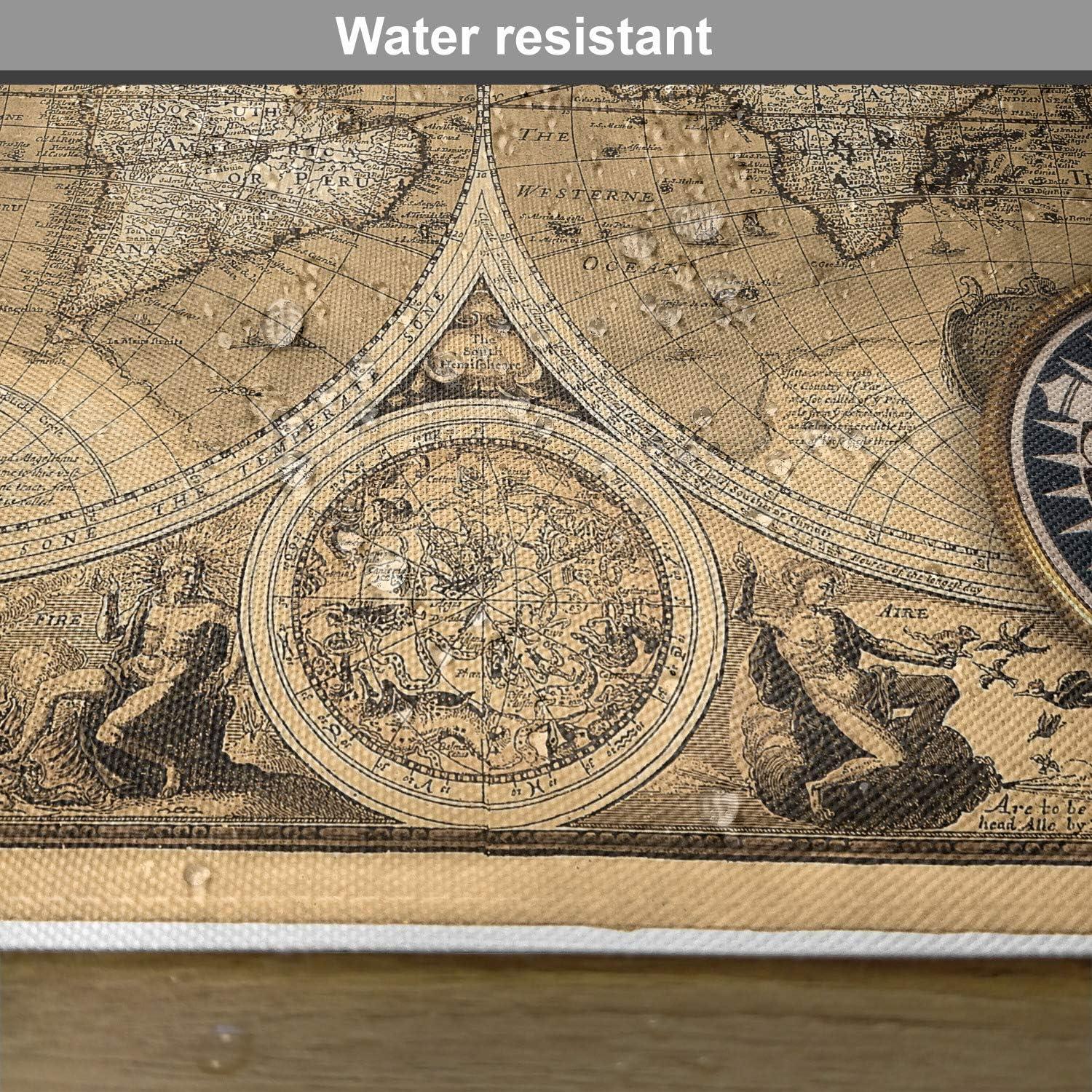 imageAmbesonne Map Print Place Mats Set of 4 Old Map 1626 a New and Accurate Map of World Historical Manuscript Washable Fabric Placemats for Dining Table Standard Size Pale Brown Black Brown