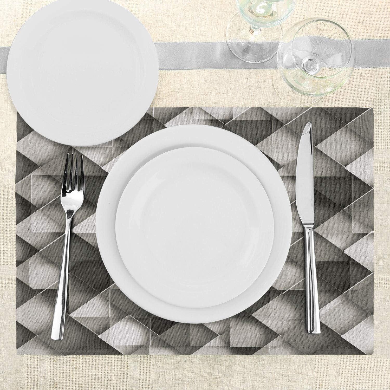 imageAmbesonne Modern Place Mats Set of 4 Geometrical Design with Grey Ombre Colored Squares Print Washable Fabric Placemats for Dining Table Standard Size Grey Charcoal