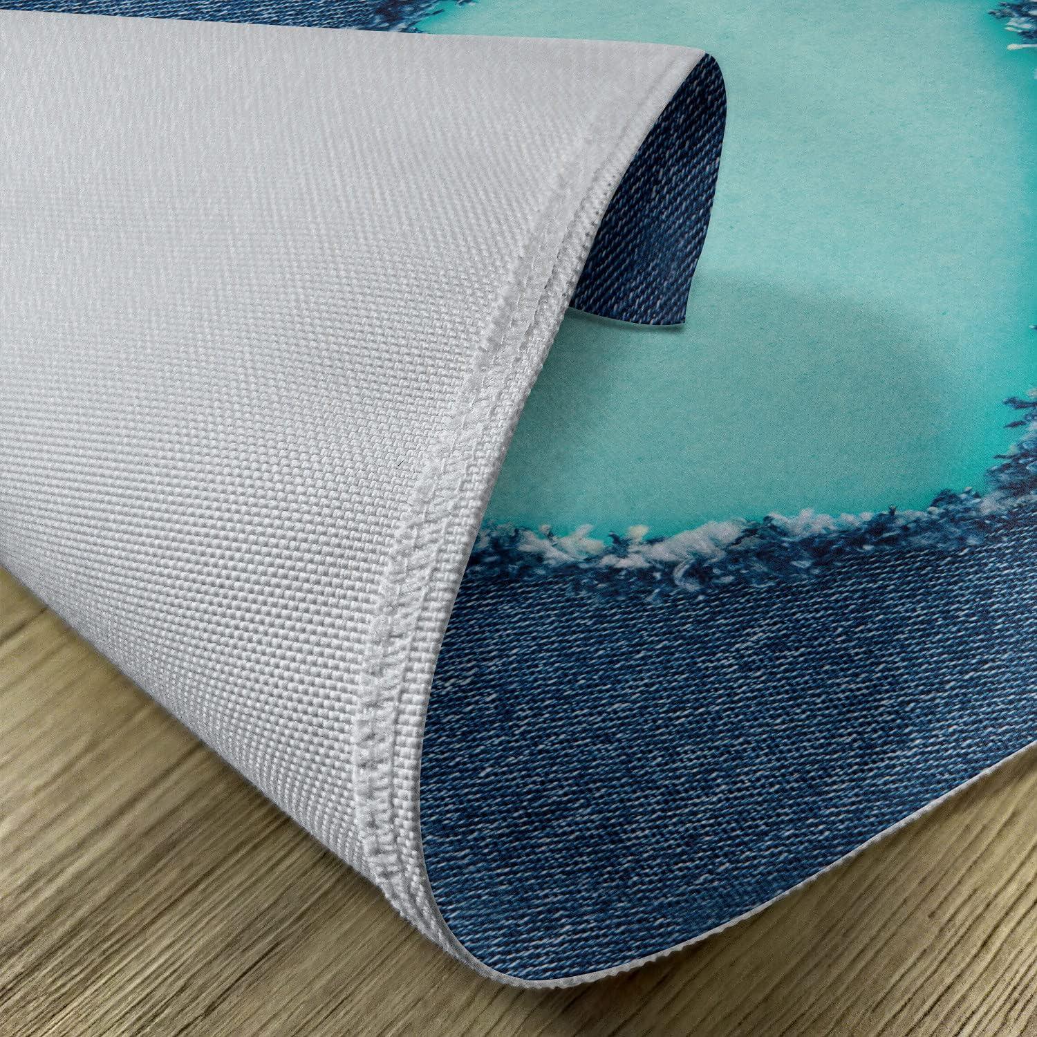 imageAmbesonne Navy and Teal Place Mats Set of 4 Ripped Themed Image Heart Shapes Lover Romance Valentines Day Washable Fabric Placemats for Dining Table Standard Size Navy Blue and Seafoam