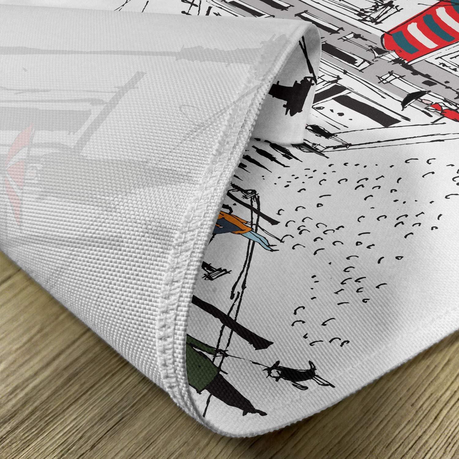 imageAmbesonne Paris Place Mats Set of 4 Old French Pedestrians Stores Trees and The Silhouette of Eifffel Urban Illustration Washable Fabric Placemats for Dining Table Standard Size Gray White