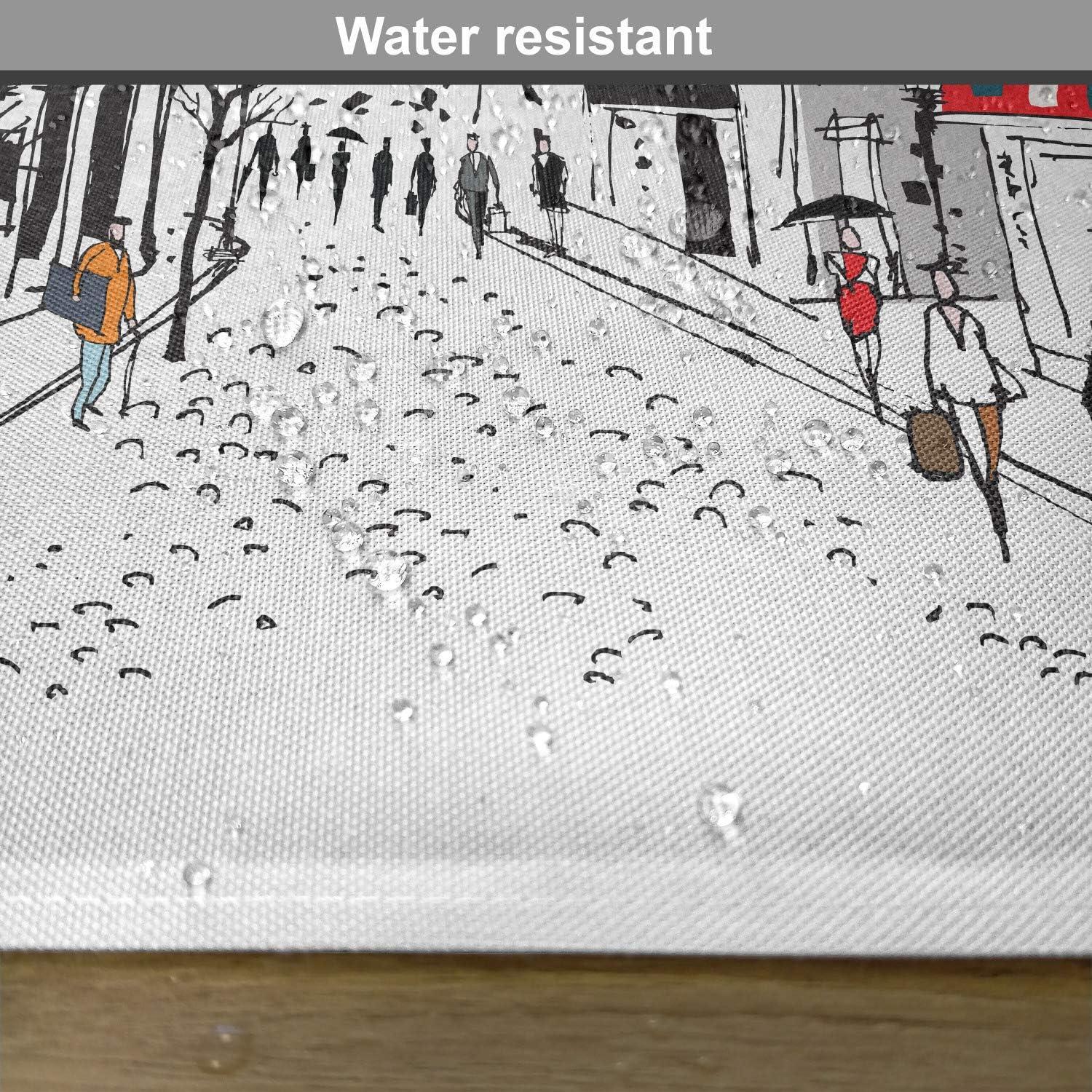 imageAmbesonne Paris Place Mats Set of 4 Old French Pedestrians Stores Trees and The Silhouette of Eifffel Urban Illustration Washable Fabric Placemats for Dining Table Standard Size Gray White