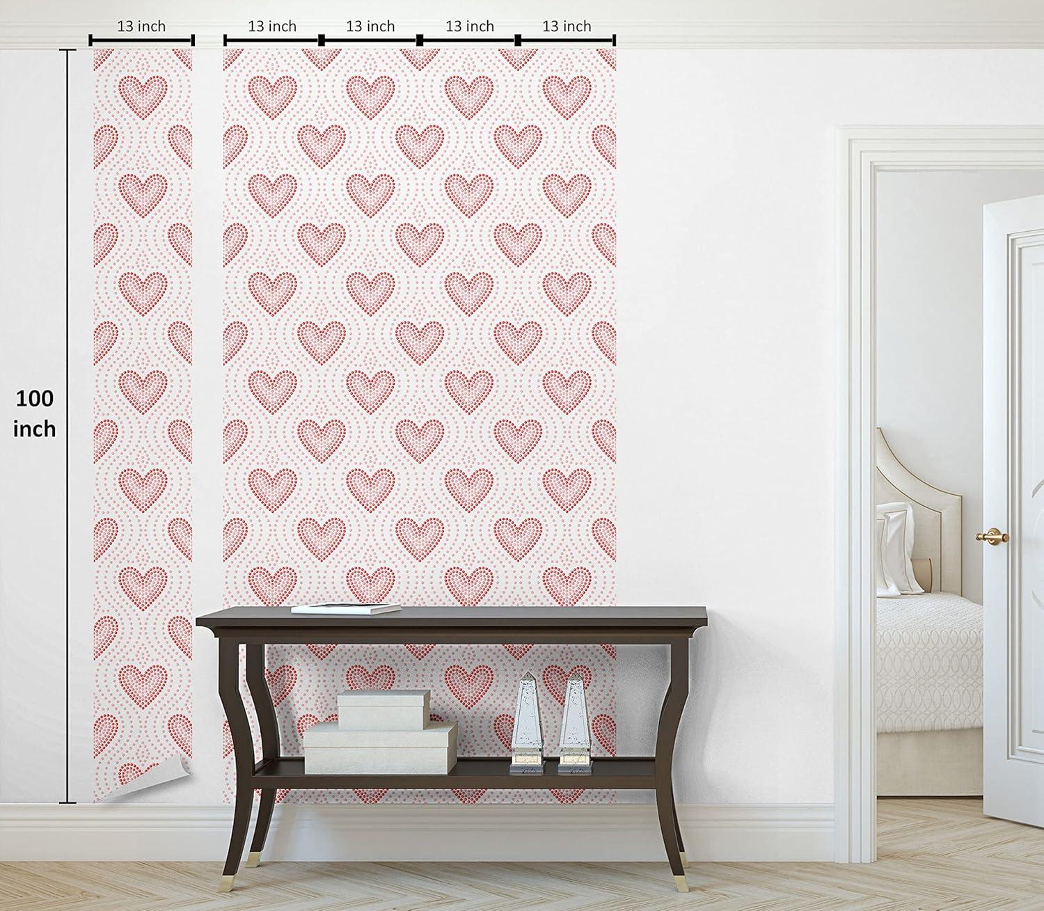 imageAmbesonne Pearls Peel amp Stick Wallpaper for Home Dotted Heart Pattern Love Themed Illustration Valentines Day Adornment SelfAdhesive Living Room Kitchen Accent 13 x 100 Blush Cream Red