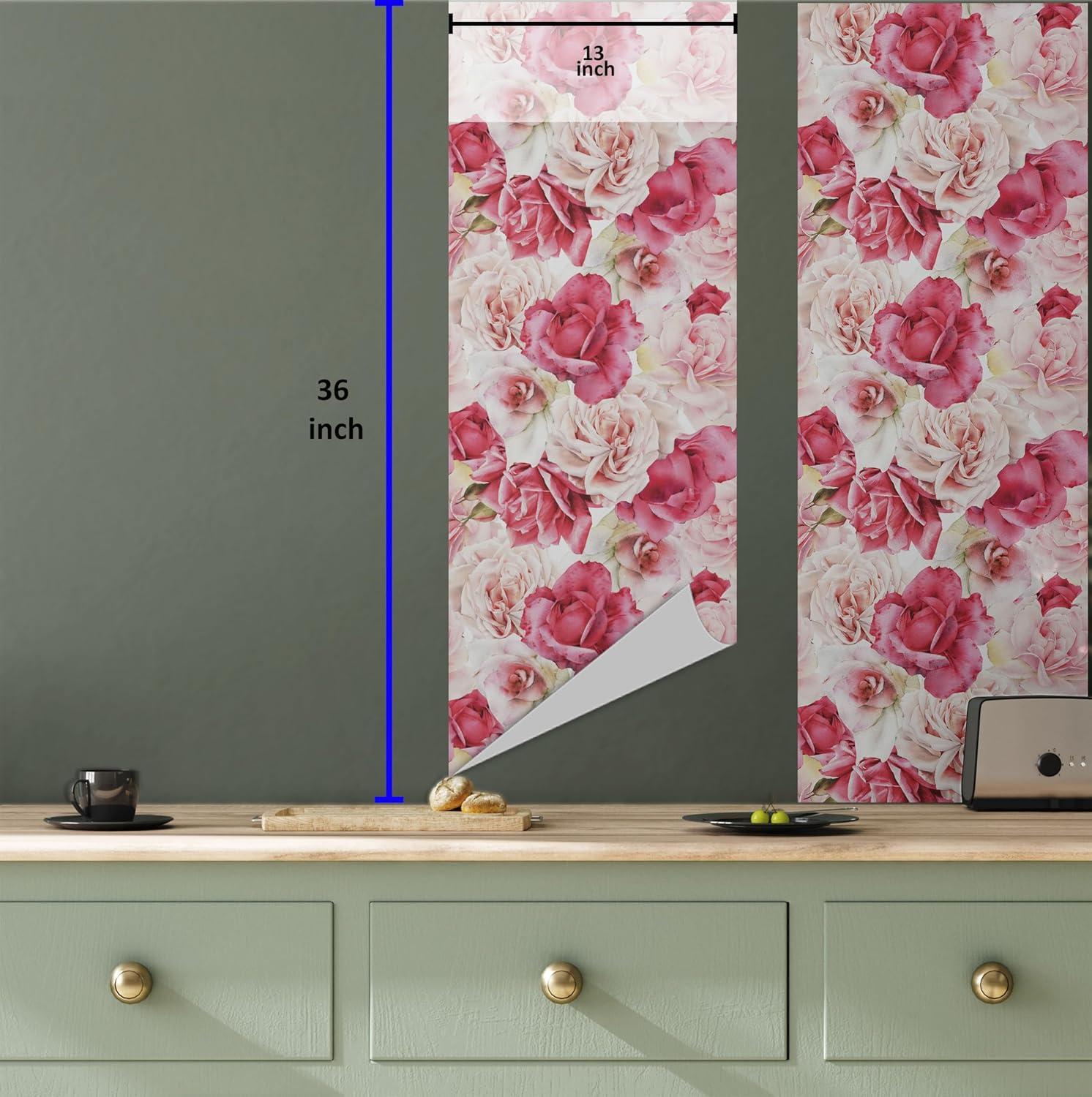 imageAmbesonne Pink Roses Peel amp Stick Wallpaper for Home Romantic Spring Garden Blooming Flowers Nature Art Valentine Blossom SelfAdhesive Living Room Kitchen Accent 13 x 36 Magenta Blush Khaki