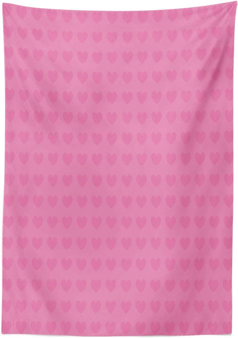 imageAmbesonne Pink Tablecloth Small Heart Shapes Valentines Day Love and Feelings Concept Pattern for Romantic Couples Dining Room Kitchen Rectangular Table Cover 60 X 84 Pink