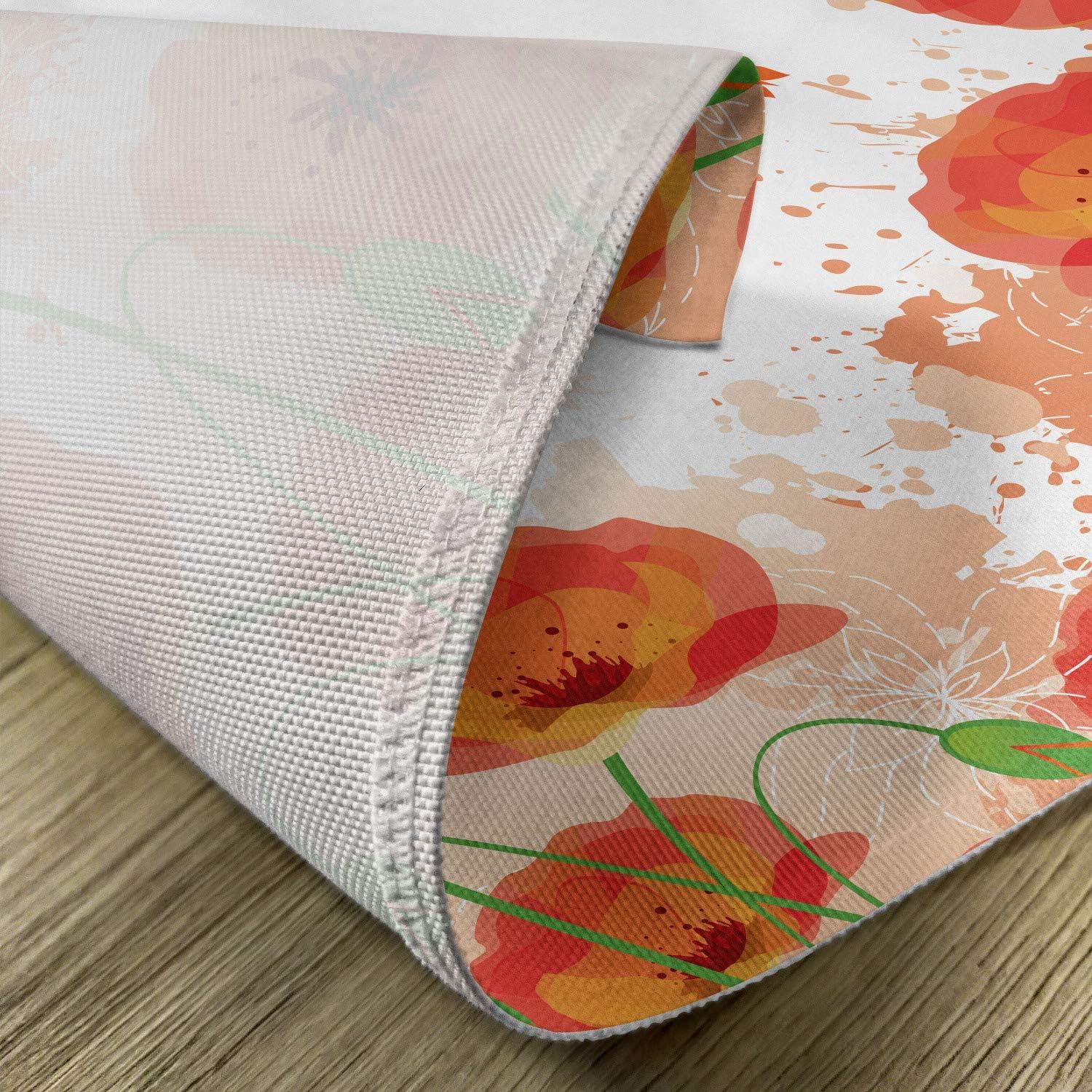 imageAmbesonne Poppy Flower Place Mats Set of 4 Digital Watercolors Design of Poppy Classic Botany Bouquet Patterns Print Washable Fabric Placemats for Dining Table Standard Size Orange White