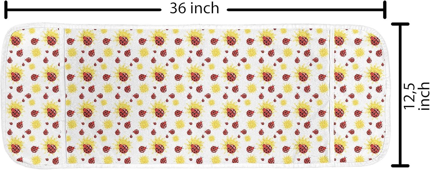 imageAmbesonne Purple Microwave Oven Cover Unlucky Black Cat with Heart Filled Backdrop Valentines Day Animal Fun Water Resistant Organizer with Pockets for Kitchen 36 x 12 Lavender Pink BlackRed Black Yellow