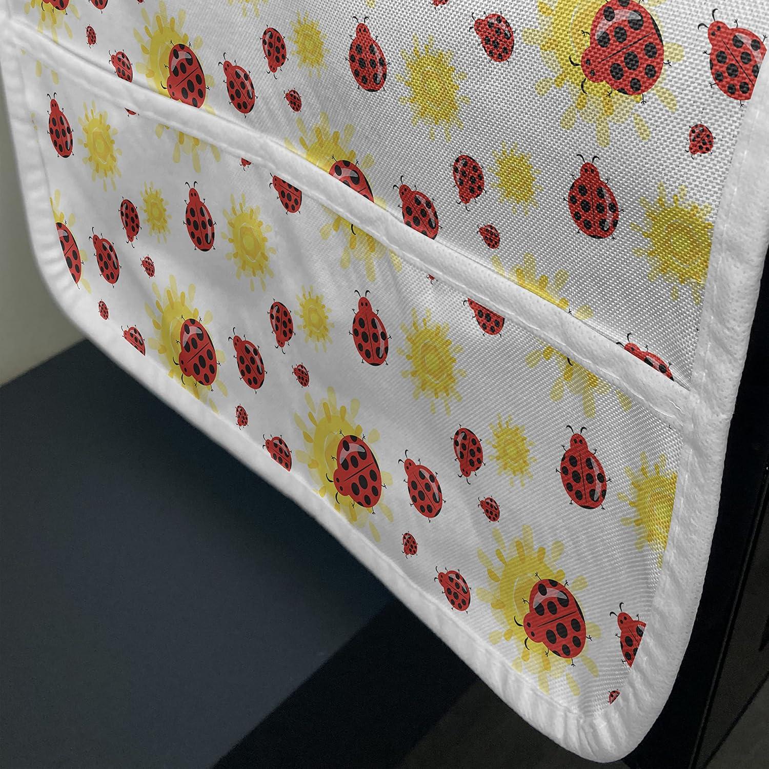 imageAmbesonne Purple Microwave Oven Cover Unlucky Black Cat with Heart Filled Backdrop Valentines Day Animal Fun Water Resistant Organizer with Pockets for Kitchen 36 x 12 Lavender Pink BlackRed Black Yellow