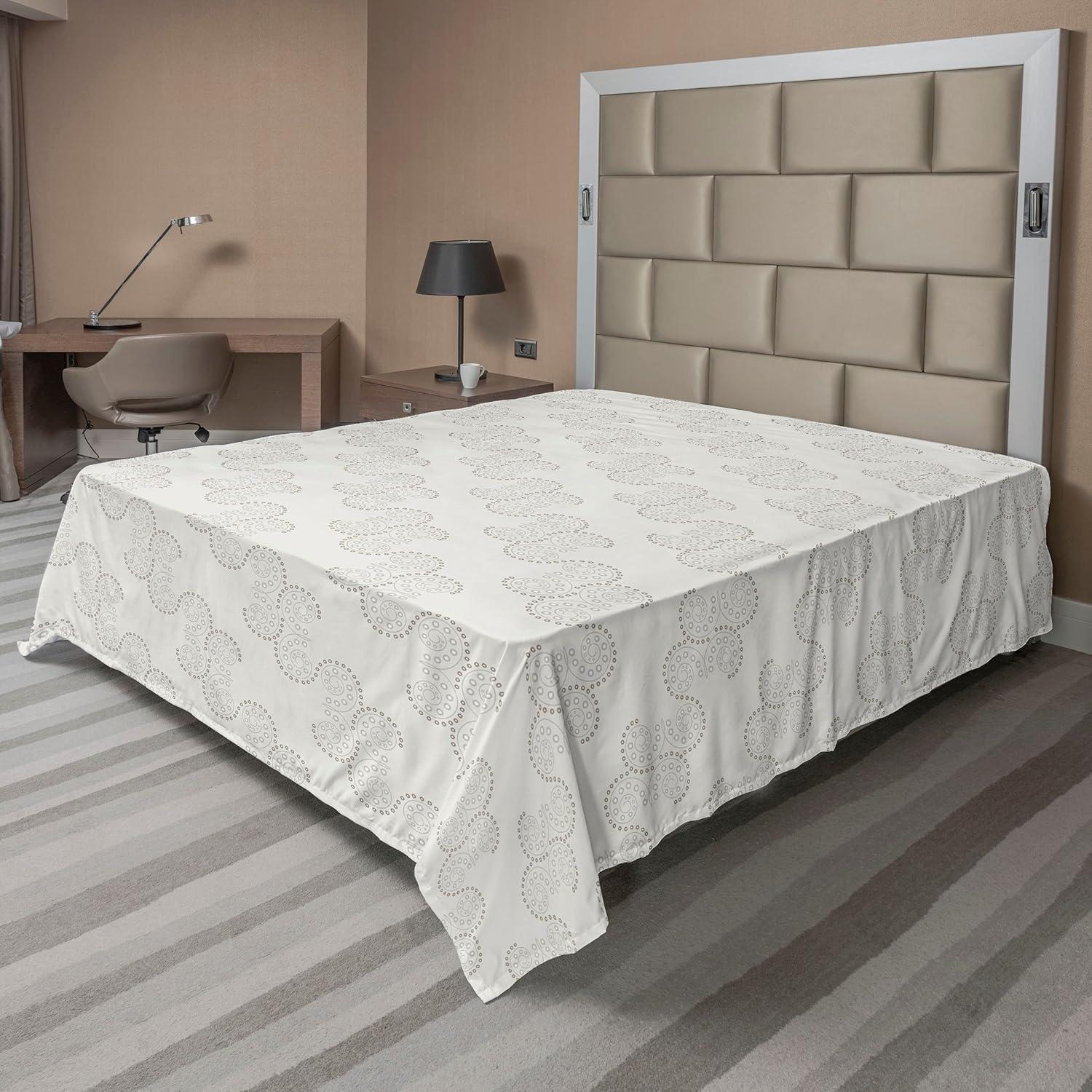 imageAmbesonne Romantic Flat Sheet Valentines Day Kiss Love Me and You Lettering with Blooming Flowers Soft Comfortable Top Sheet Decorative Bedding 1 Piece King Size Pastel Pink Grey EggshellCoconut Cocoa and Pale Grey