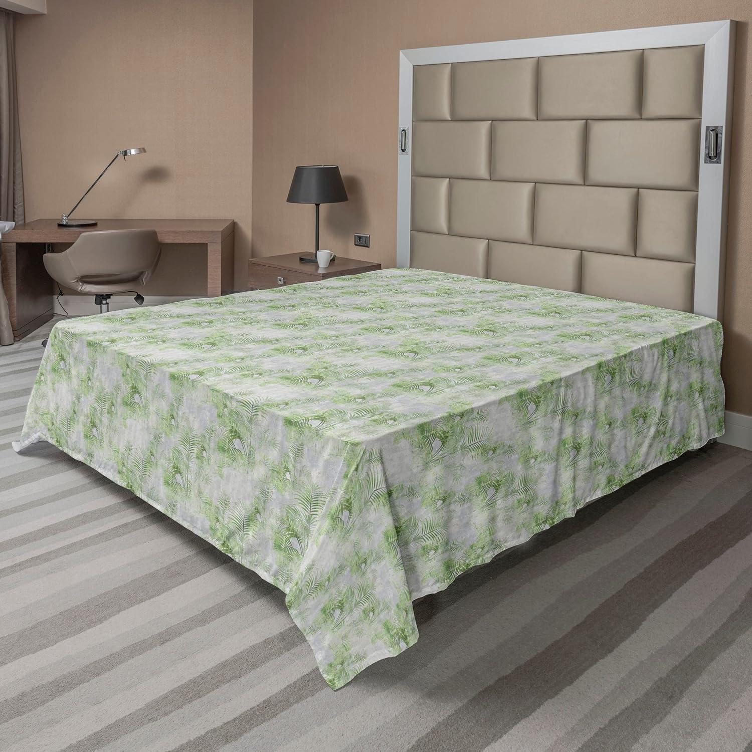 imageAmbesonne Romantic Flat Sheet Valentines Day Kiss Love Me and You Lettering with Blooming Flowers Soft Comfortable Top Sheet Decorative Bedding 1 Piece King Size Pastel Pink Grey EggshellPale Grey Lime Green