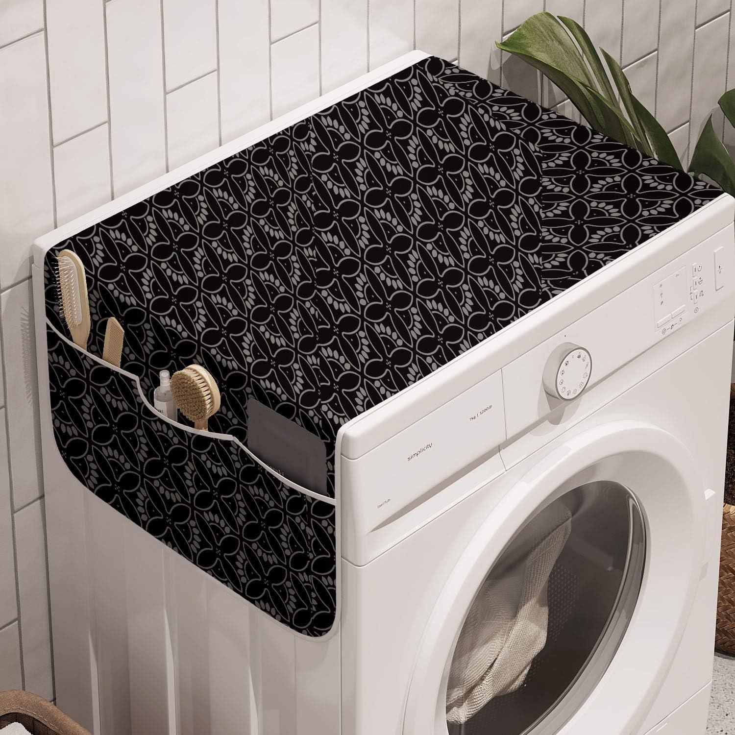 imageAmbesonne Romantic Microwave Oven Cover Continuous Hand Drawn Hearts as Clover Leaves Monochrome Valentines Day Water Resistant Organizer with Pockets for Kitchen 36 x 12 Hot Pink and WhiteCharcoal Grey and Dimgray