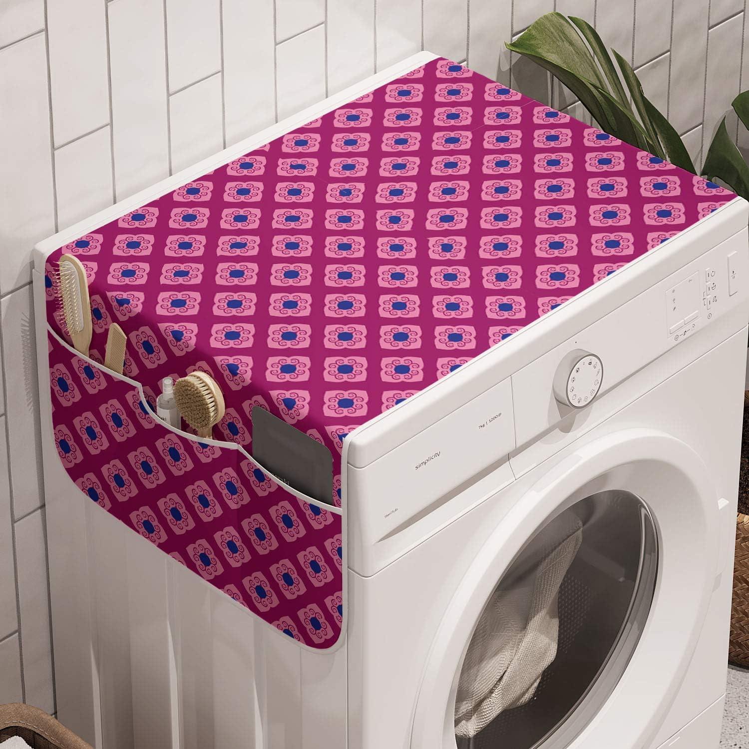 imageAmbesonne Romantic Microwave Oven Cover Continuous Hand Drawn Hearts as Clover Leaves Monochrome Valentines Day Water Resistant Organizer with Pockets for Kitchen 36 x 12 Hot Pink and WhiteDark Magenta Pink
