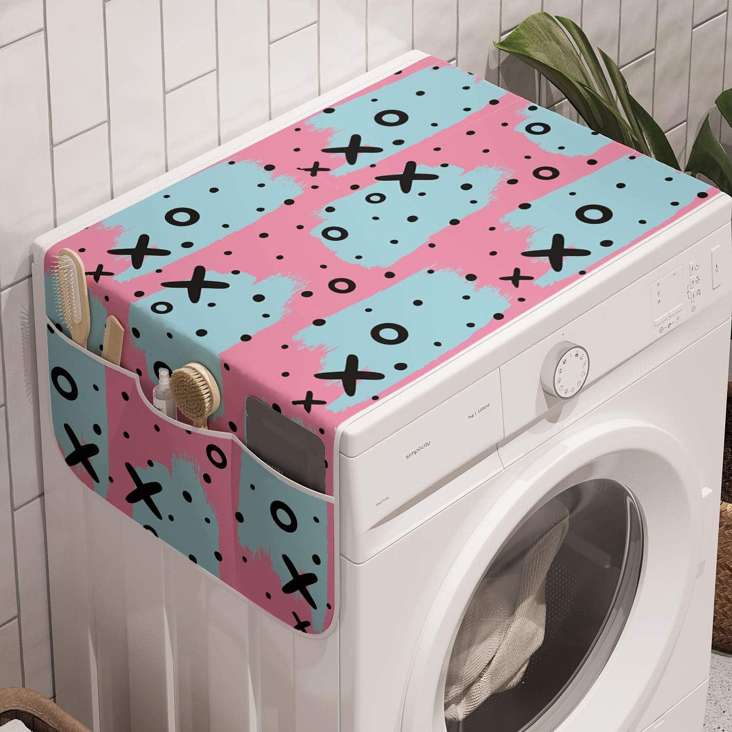 imageAmbesonne Romantic Microwave Oven Cover Continuous Hand Drawn Hearts as Clover Leaves Monochrome Valentines Day Water Resistant Organizer with Pockets for Kitchen 36 x 12 Hot Pink and WhitePink Sky Blue