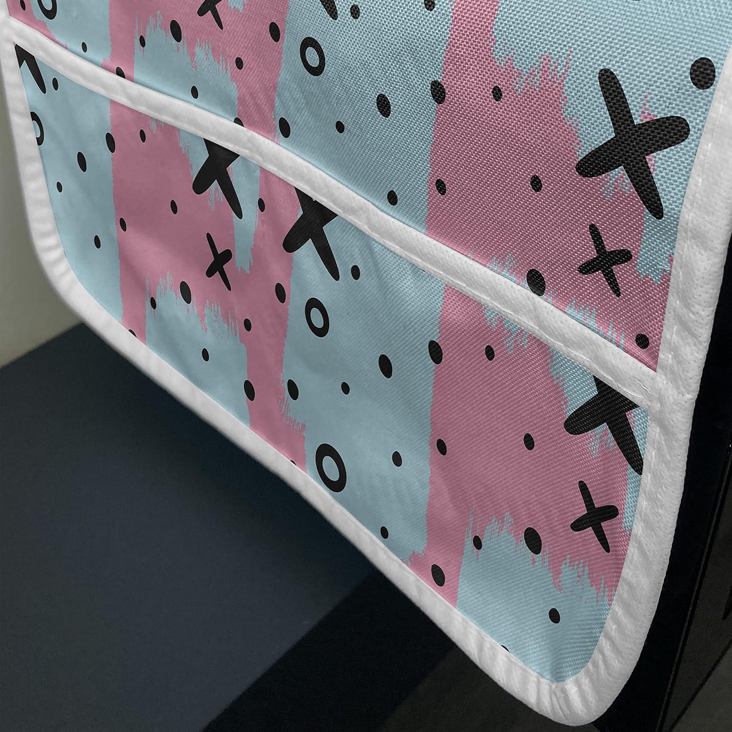 imageAmbesonne Romantic Microwave Oven Cover Continuous Hand Drawn Hearts as Clover Leaves Monochrome Valentines Day Water Resistant Organizer with Pockets for Kitchen 36 x 12 Hot Pink and WhitePink Sky Blue