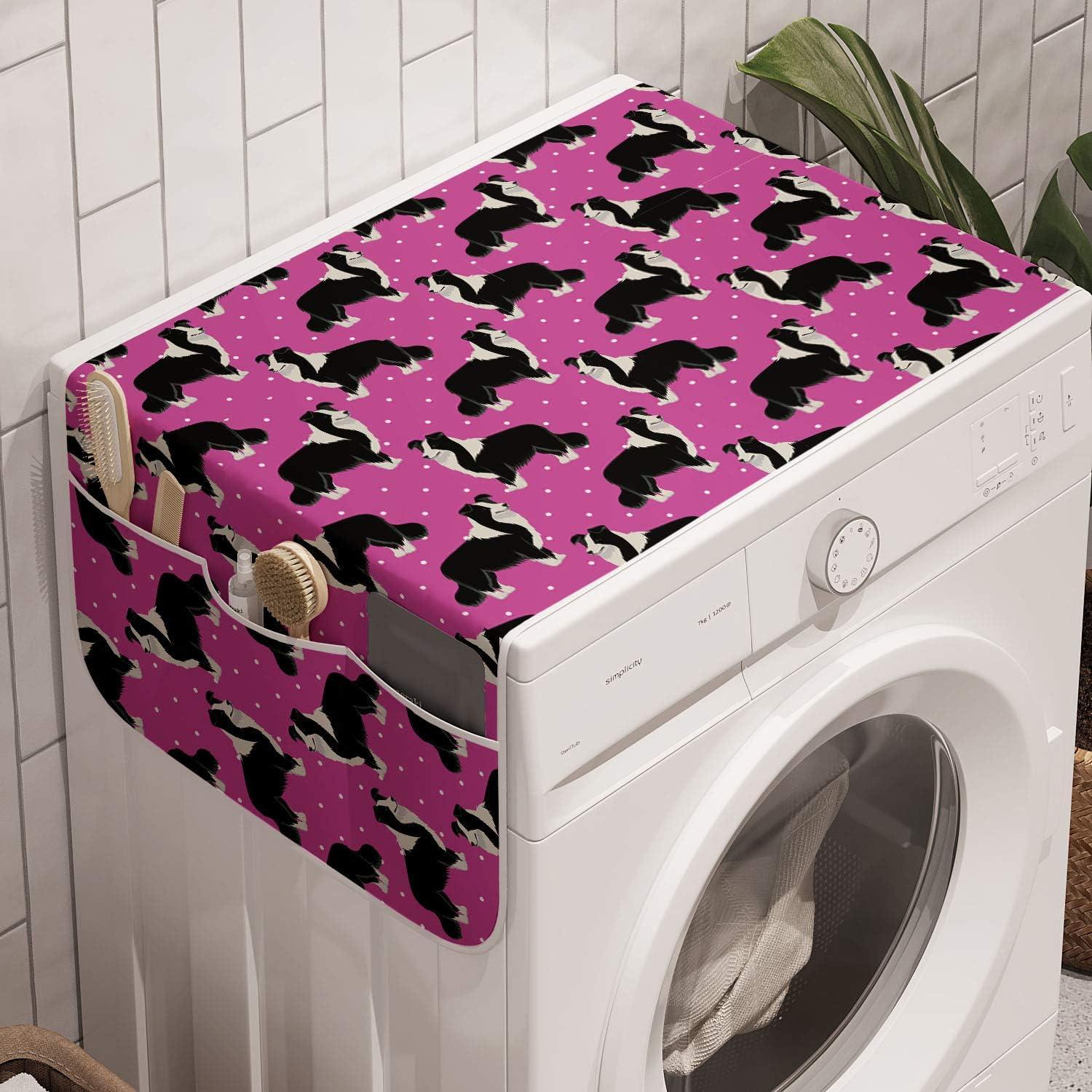 imageAmbesonne Romantic Microwave Oven Cover Continuous Hand Drawn Hearts as Clover Leaves Monochrome Valentines Day Water Resistant Organizer with Pockets for Kitchen 36 x 12 Hot Pink and WhitePink Charcoal Grey