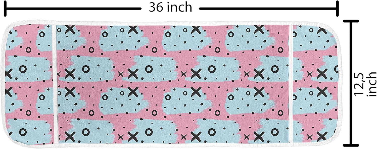 imageAmbesonne Romantic Microwave Oven Cover Continuous Hand Drawn Hearts as Clover Leaves Monochrome Valentines Day Water Resistant Organizer with Pockets for Kitchen 36 x 12 Hot Pink and WhitePink Sky Blue