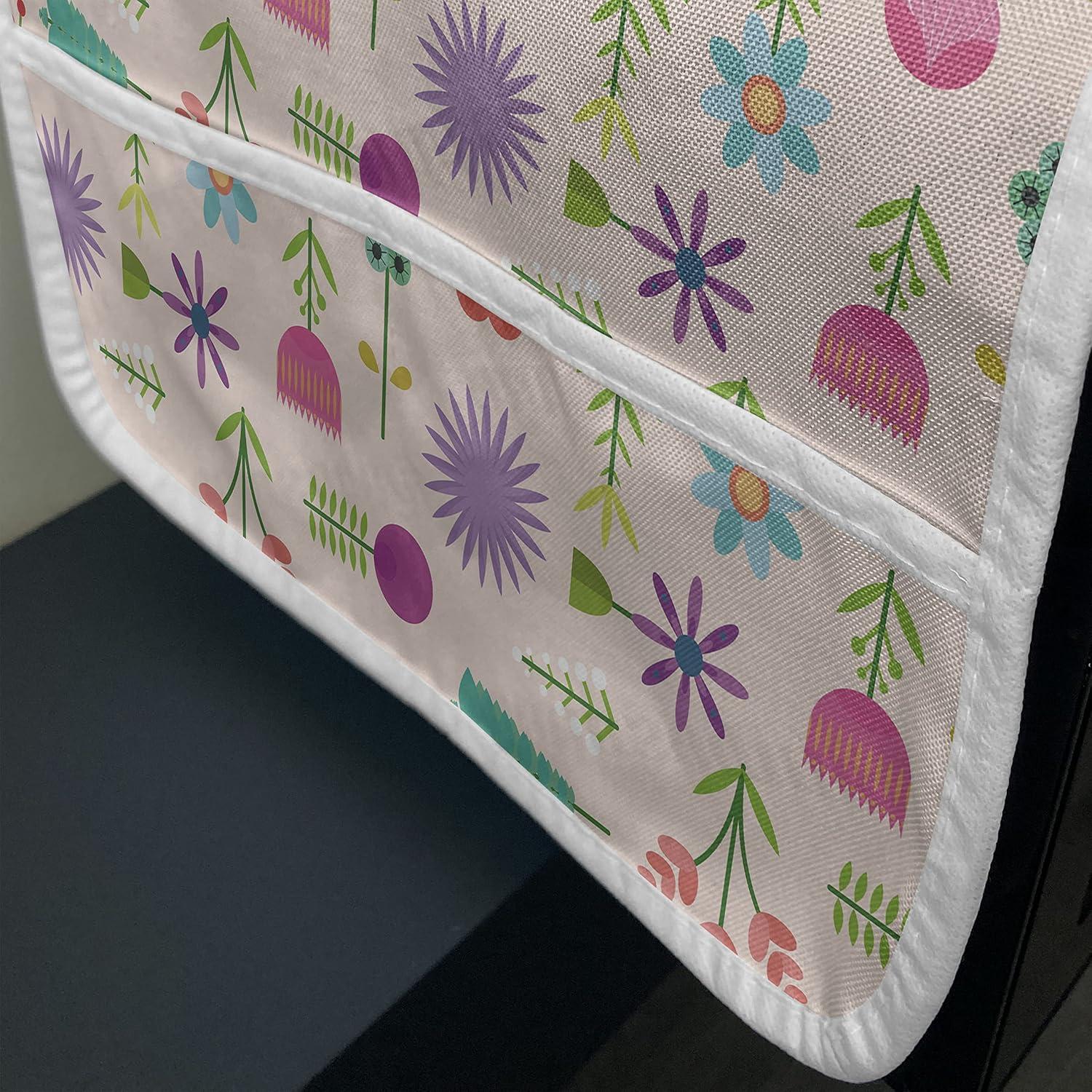 imageAmbesonne Romantic Microwave Oven Cover Continuous Hand Drawn Hearts as Clover Leaves Monochrome Valentines Day Water Resistant Organizer with Pockets for Kitchen 36 x 12 Hot Pink and WhitePale Peach and Multicolor