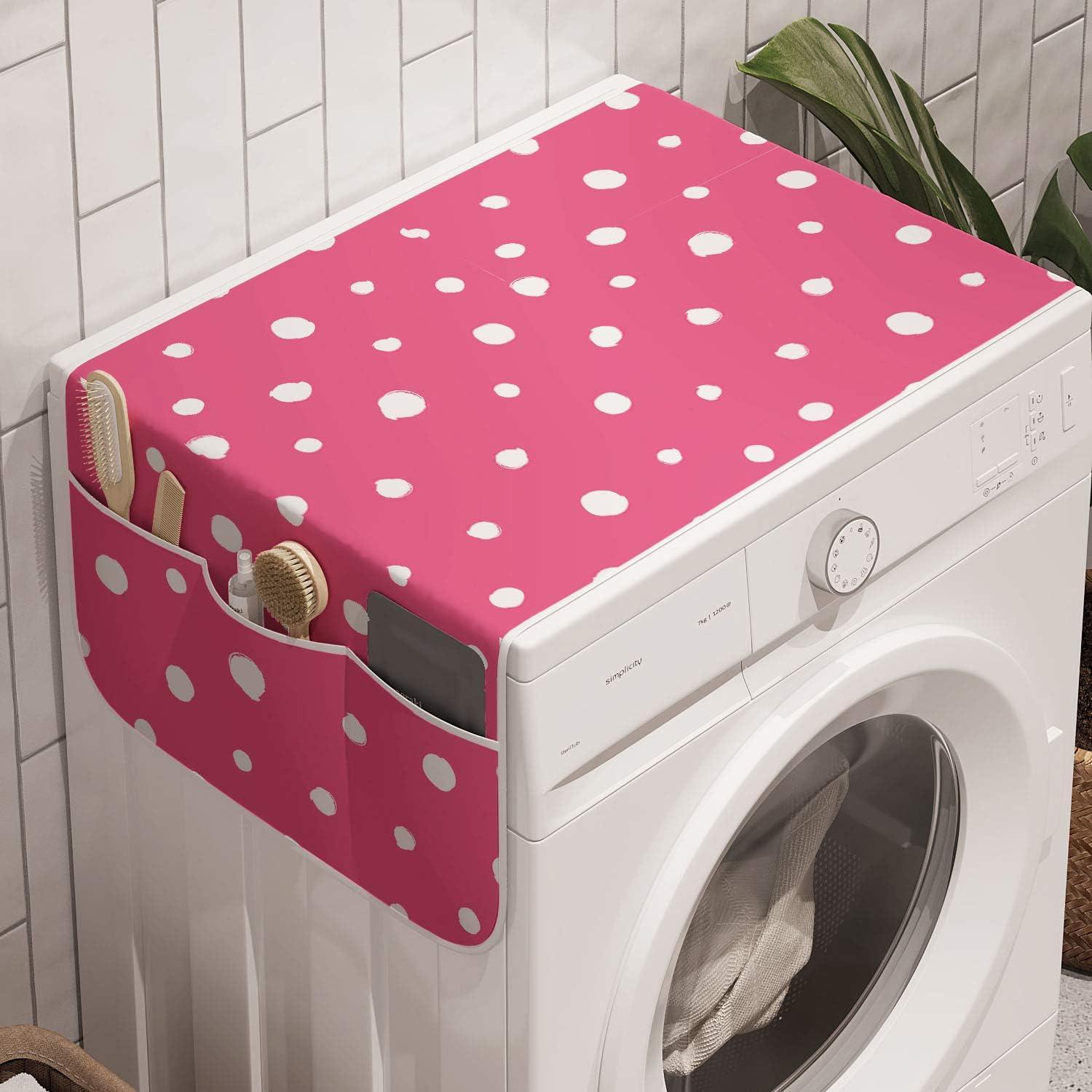imageAmbesonne Romantic Microwave Oven Cover Continuous Hand Drawn Hearts as Clover Leaves Monochrome Valentines Day Water Resistant Organizer with Pockets for Kitchen 36 x 12 Hot Pink and WhitePink and White